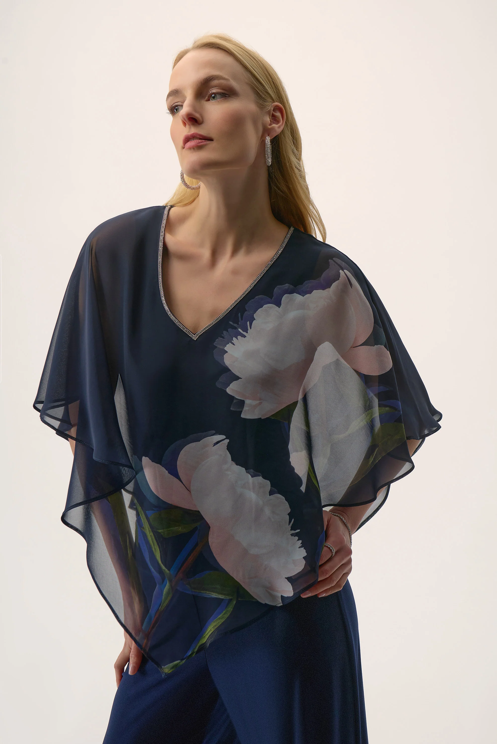 Joseph Ribkoff Floral Print Poncho Top Style 254731