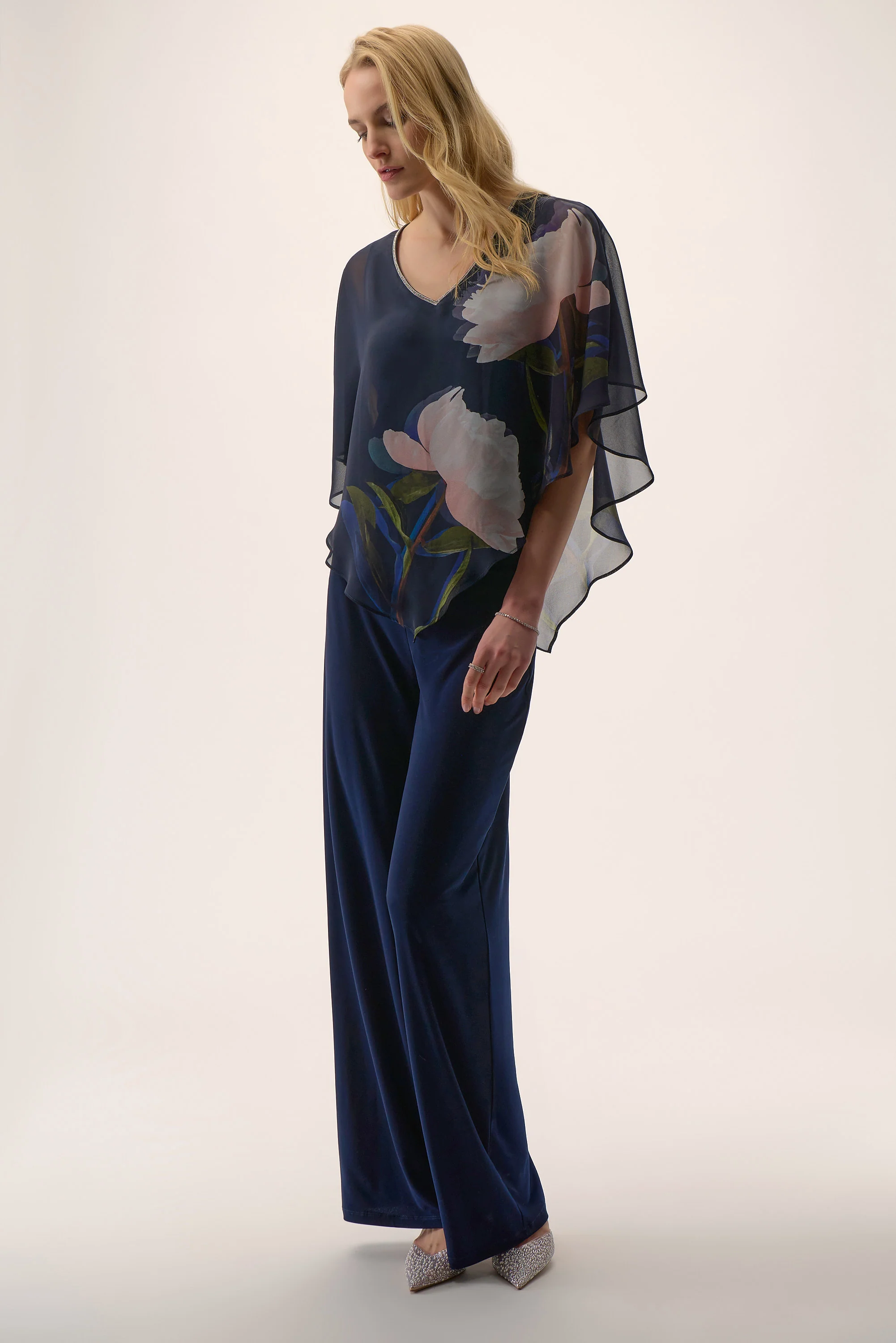 Joseph Ribkoff Floral Print Poncho Top Style 254731 - Image 2