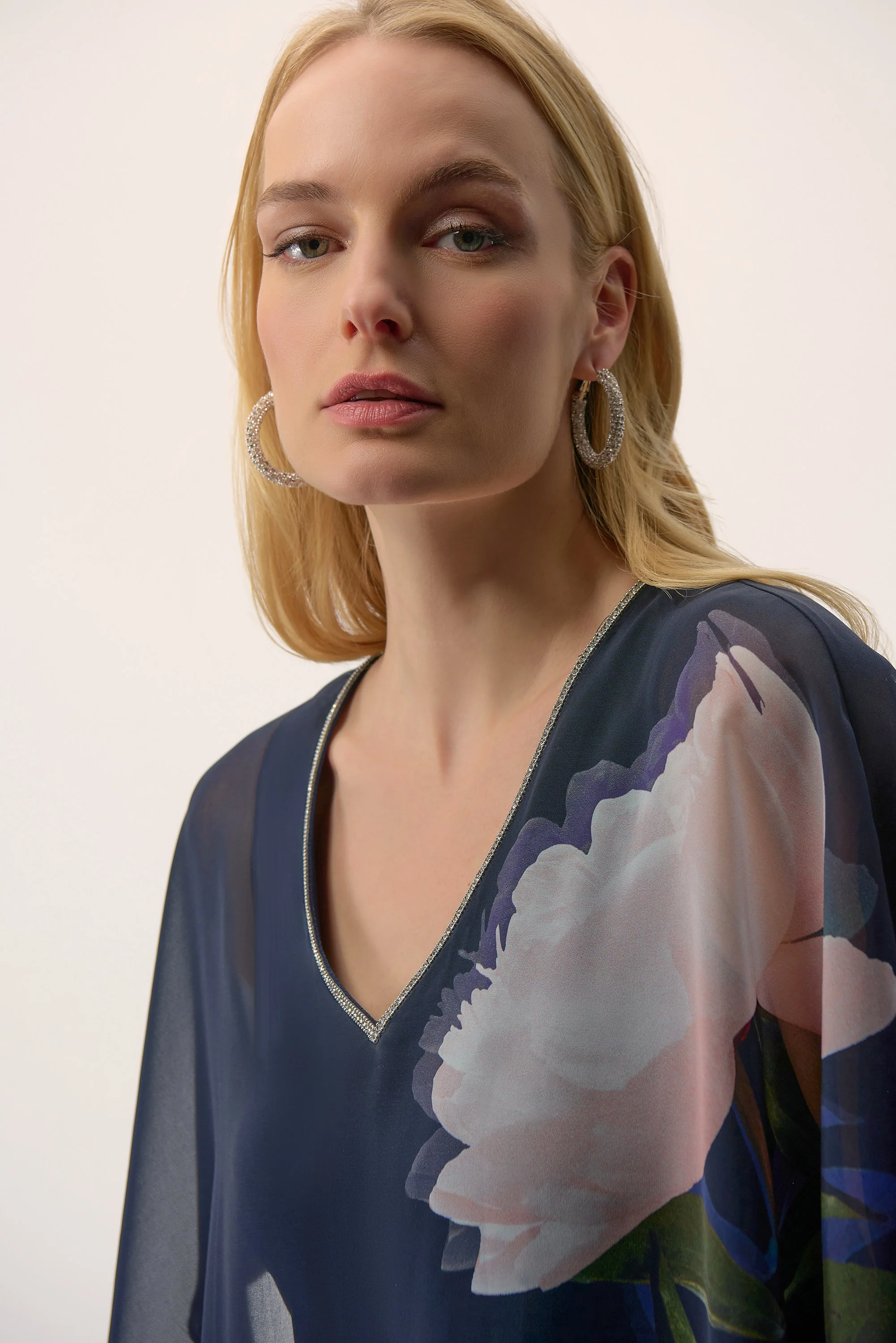 Joseph Ribkoff Floral Print Poncho Top Style 254731 - Image 3