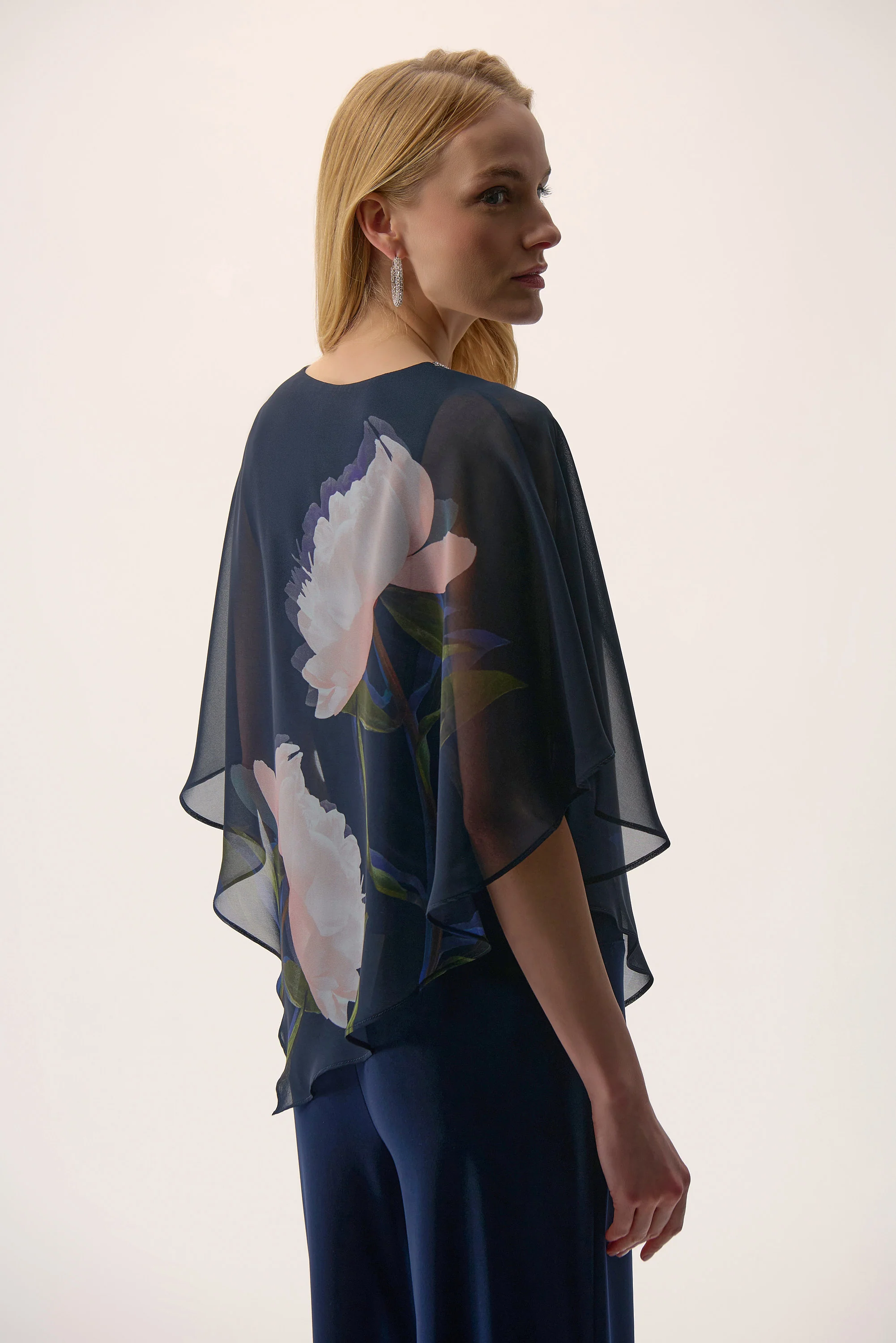 Joseph Ribkoff Floral Print Poncho Top Style 254731 - Image 4