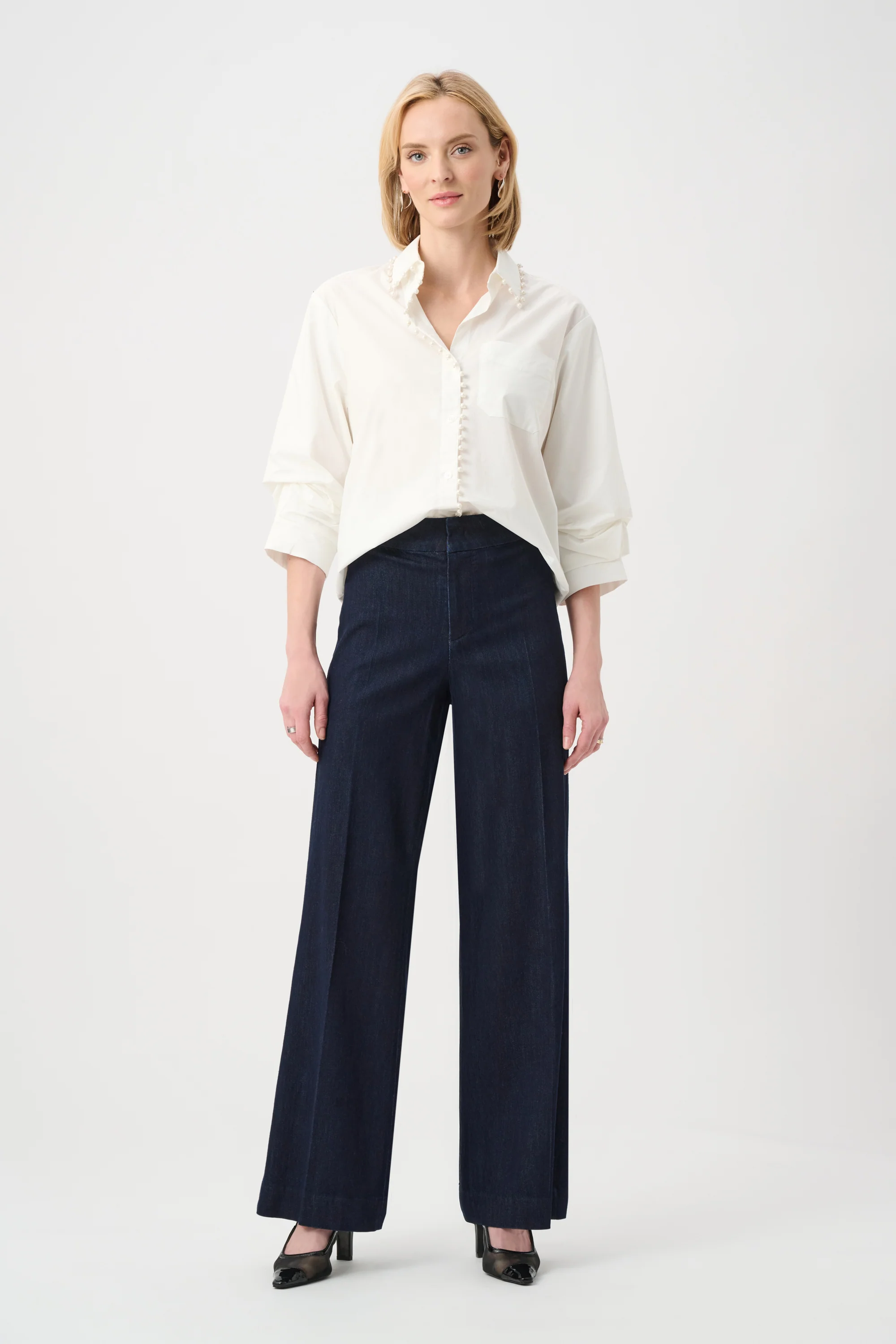Joseph Ribkoff Stretch Denim High-Rise Wide Leg Jeans Style 263903 - Image 2