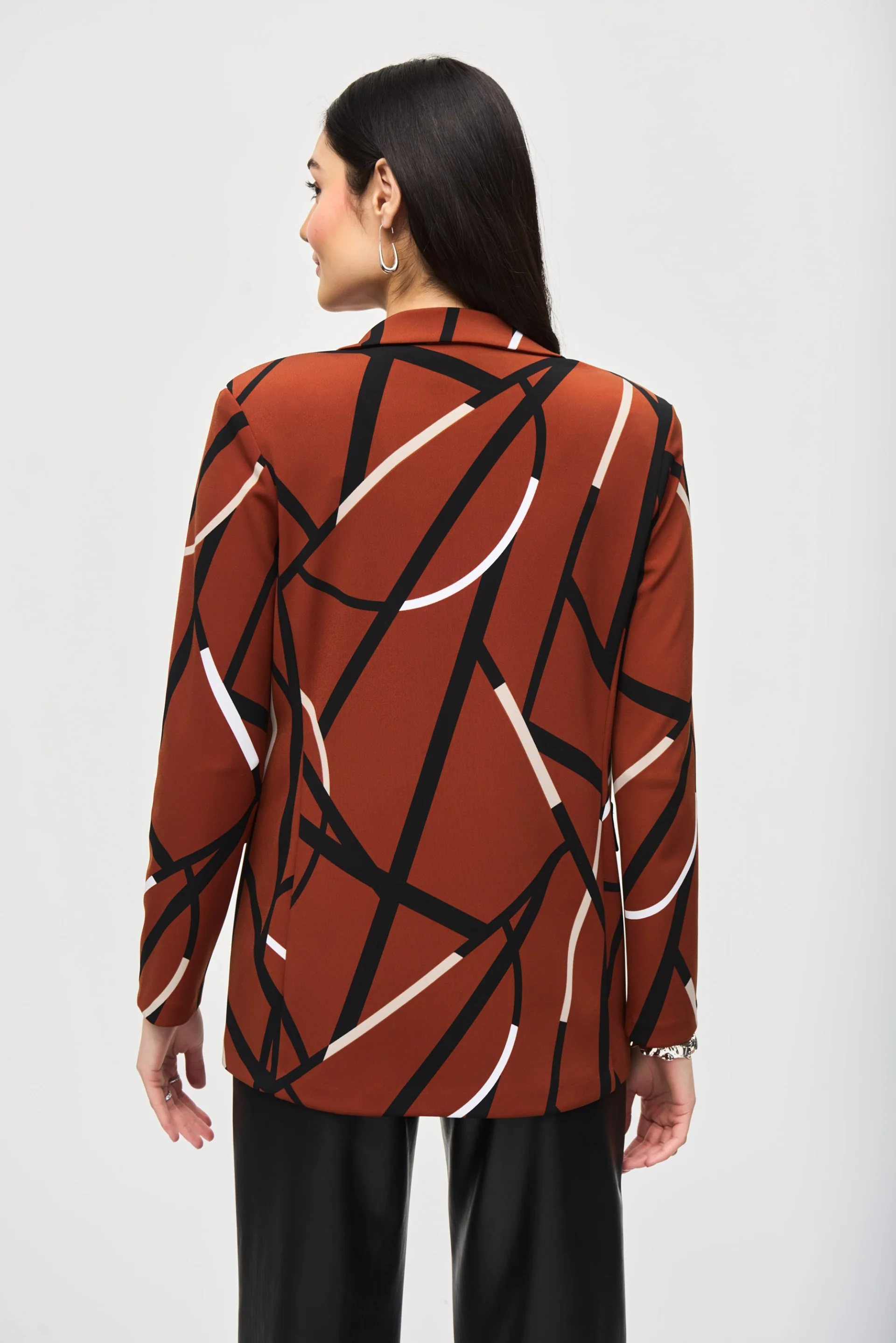 Joseph Ribkoff Cinnamon/Multi Abstract Print Blazer Style 243317 - Image 2