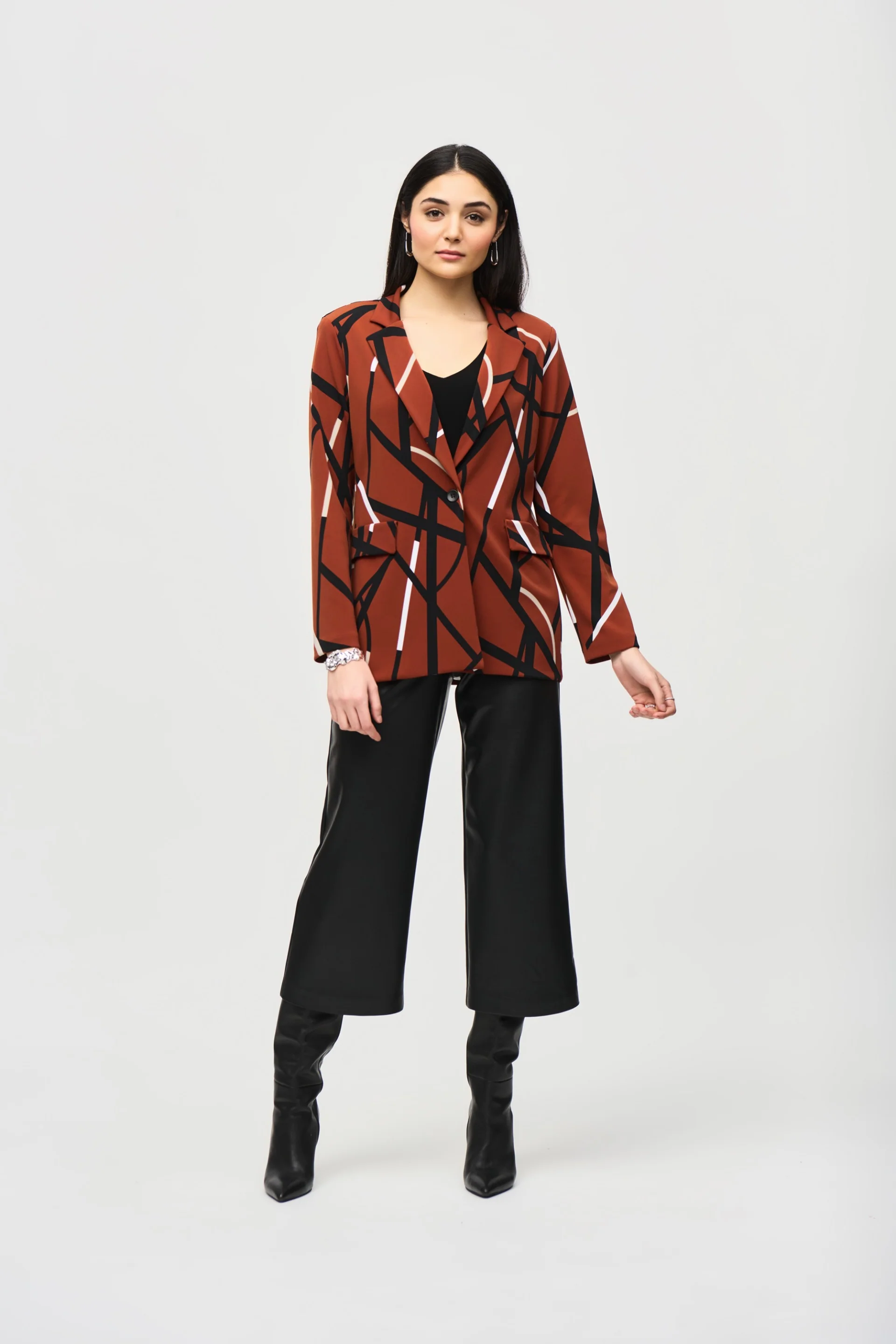 Joseph Ribkoff Cinnamon/Multi Abstract Print Blazer Style 243317 - Image 4