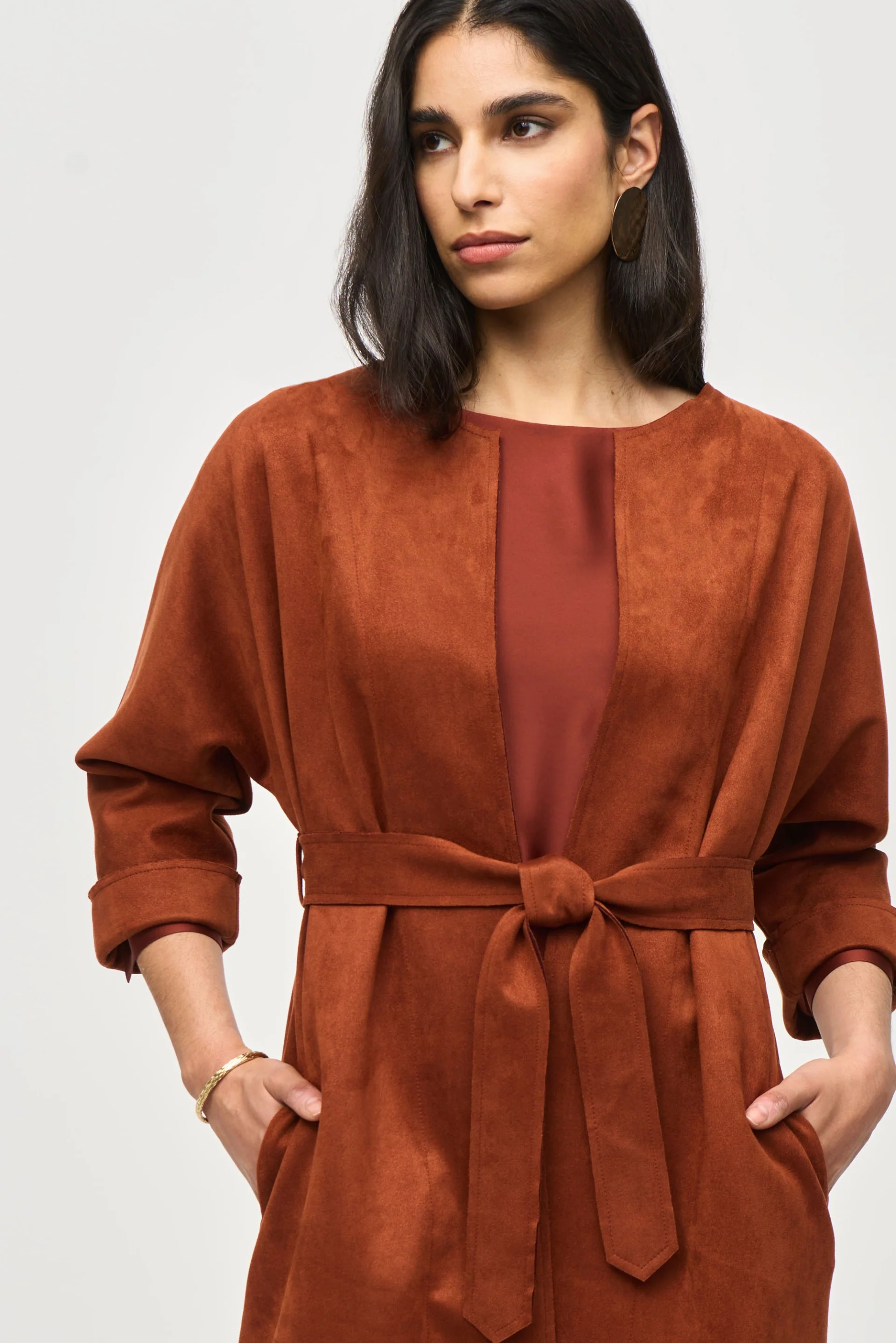 Joseph Ribkoff Cinnamon Straight Fit Coat Style 243037 - Image 4