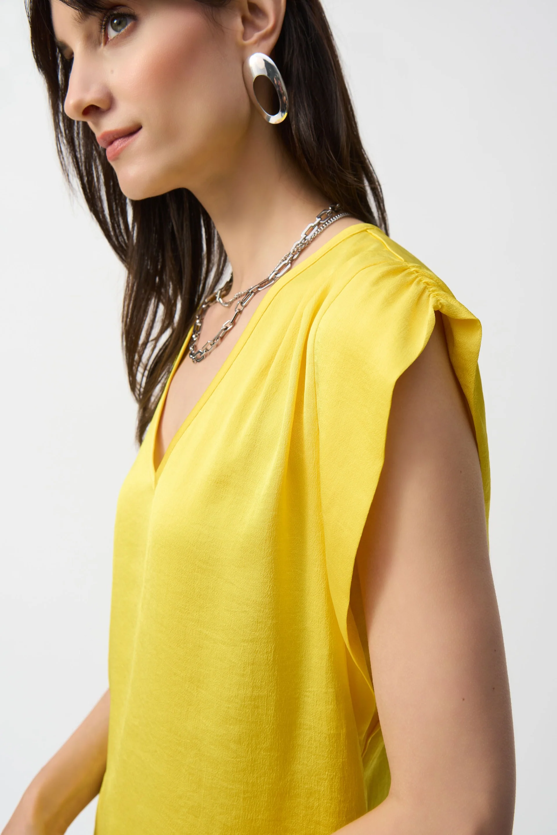 Joseph Ribkoff Citrus Hammered Satin Straight Top Style 251130 - Image 3