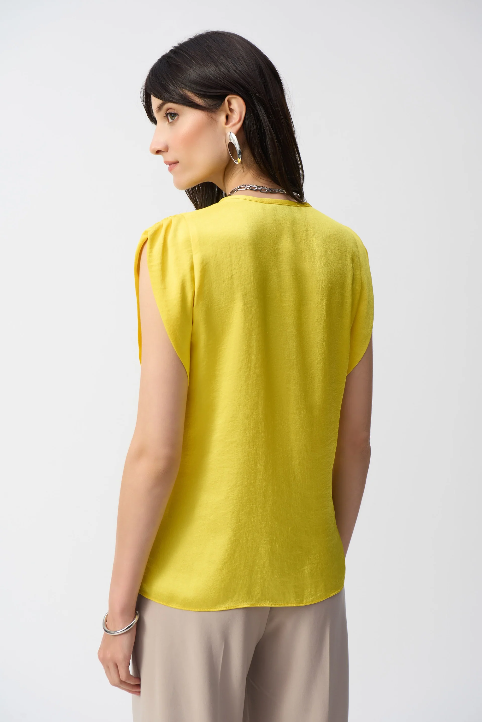 Joseph Ribkoff Citrus Hammered Satin Straight Top Style 251130 - Image 4