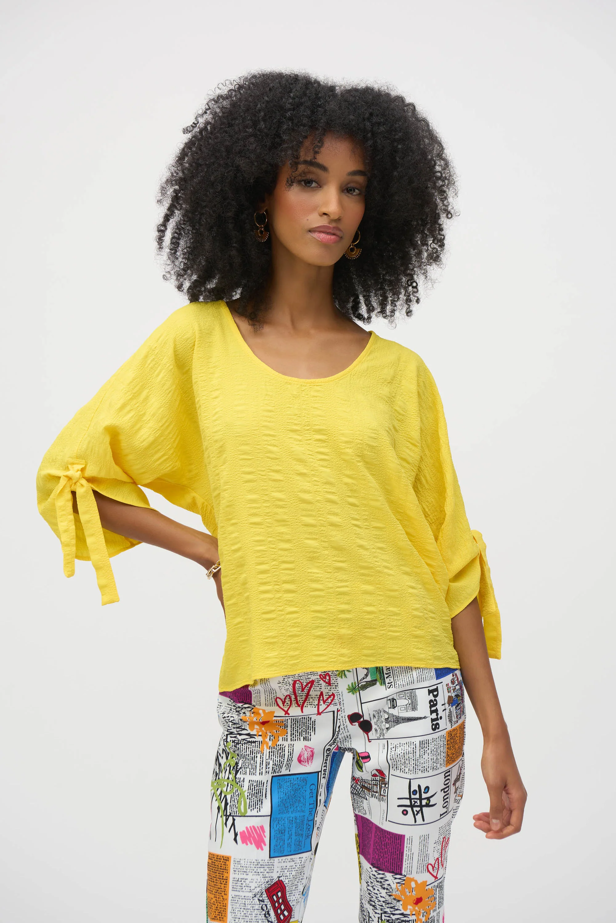 Joseph Ribkoff Textured Woven Boxy Top Style 252129 - Image 3
