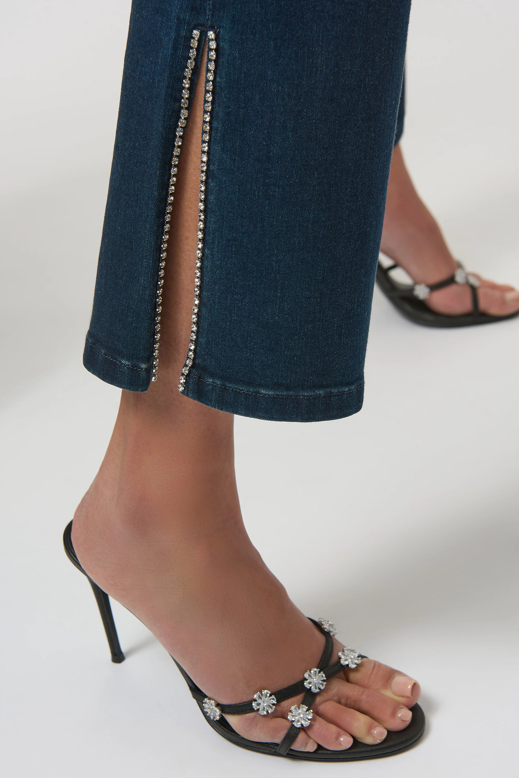 Joseph Ribkoff Classic Straight Leg Jeans with Rhinestone Hem Style 254917 - Image 6