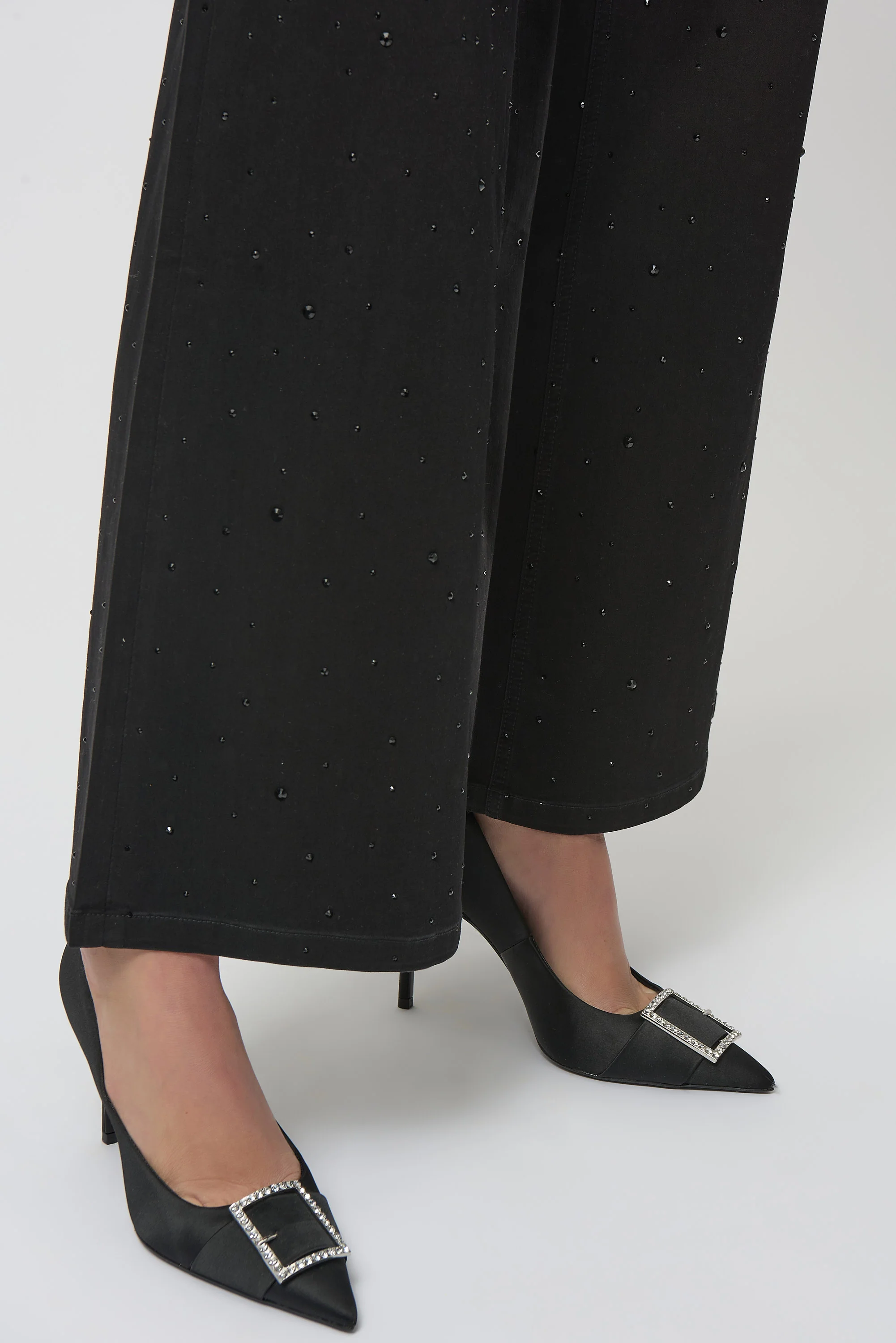 Joseph Ribkoff Classic Wide Leg Jeans with Rhinestones Style 254962 - Image 4