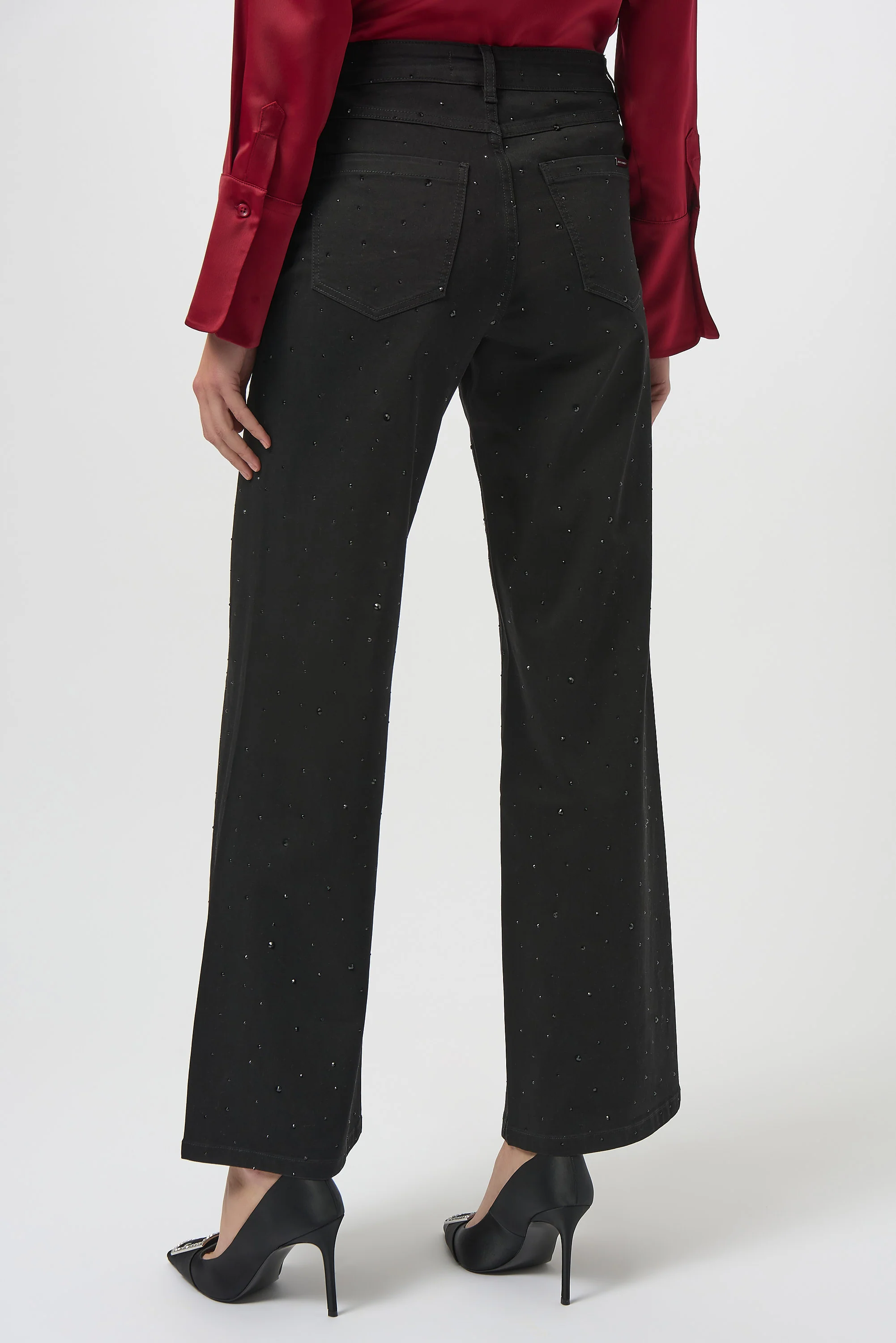 Joseph Ribkoff Classic Wide Leg Jeans with Rhinestones Style 254962 - Image 5