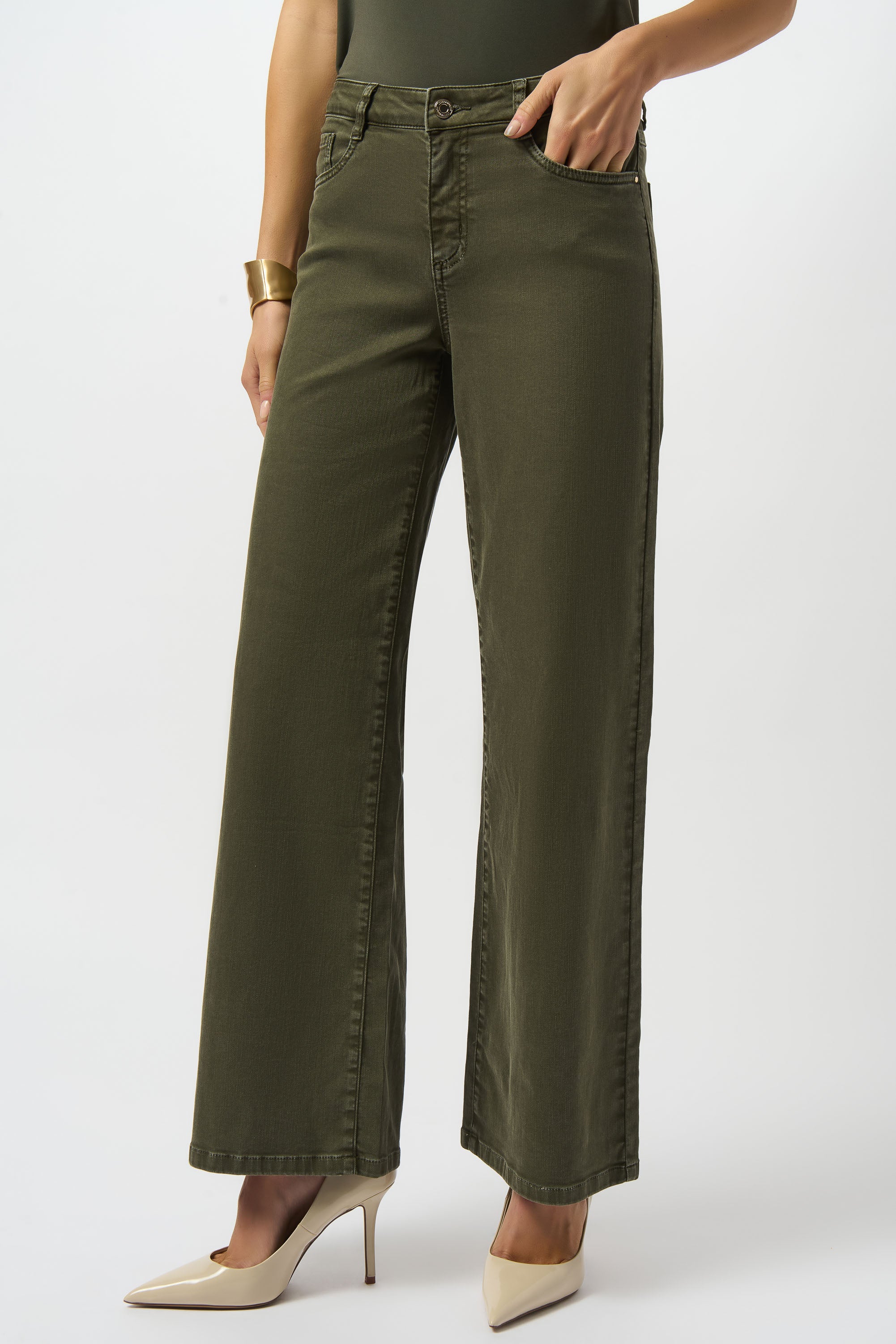 Joseph Ribkoff Classic Wide-Leg Stretch Denim Jeans Style 253950 - Image 6