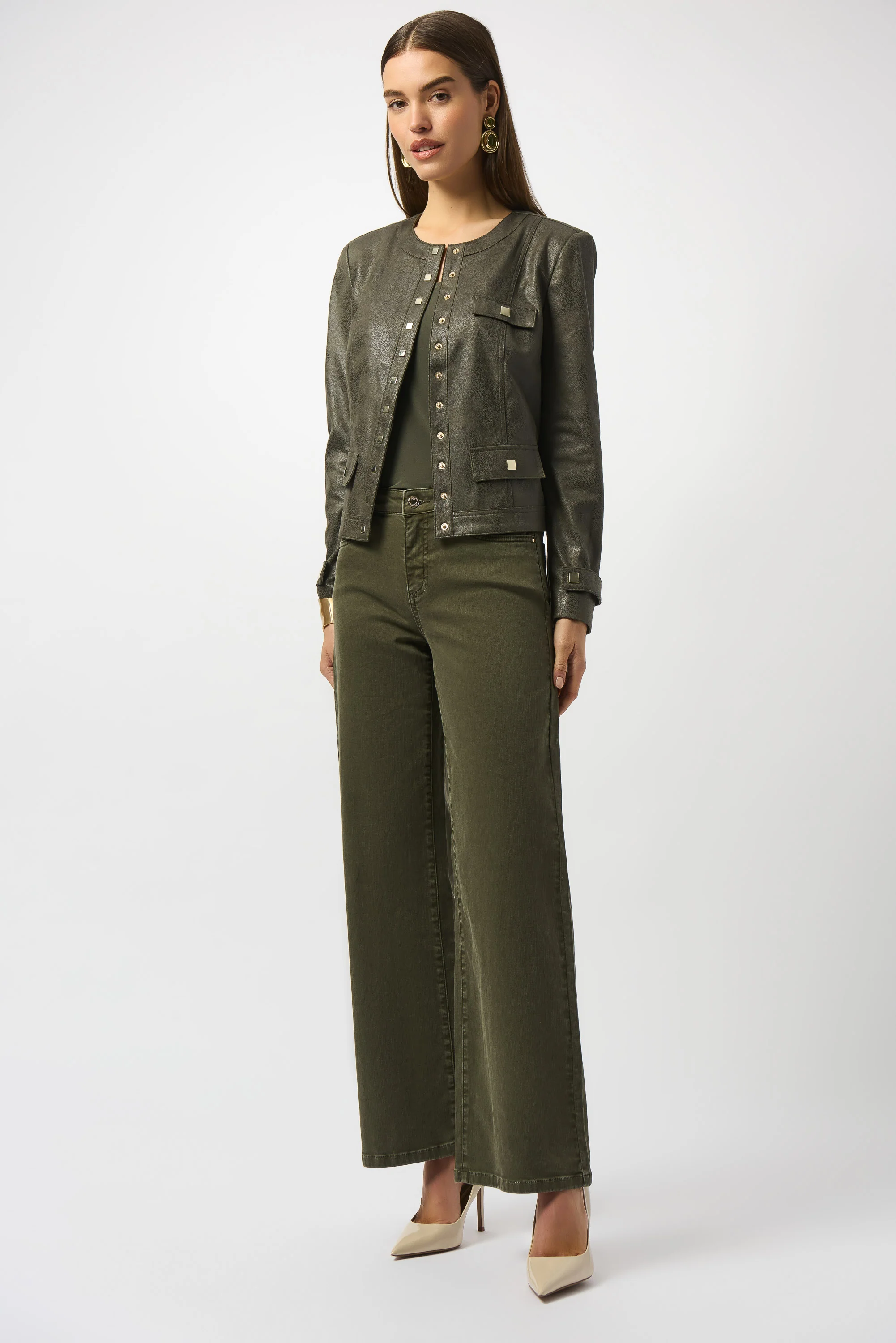 Joseph Ribkoff Classic Wide-Leg Stretch Denim Jeans Style 253950 - Image 9