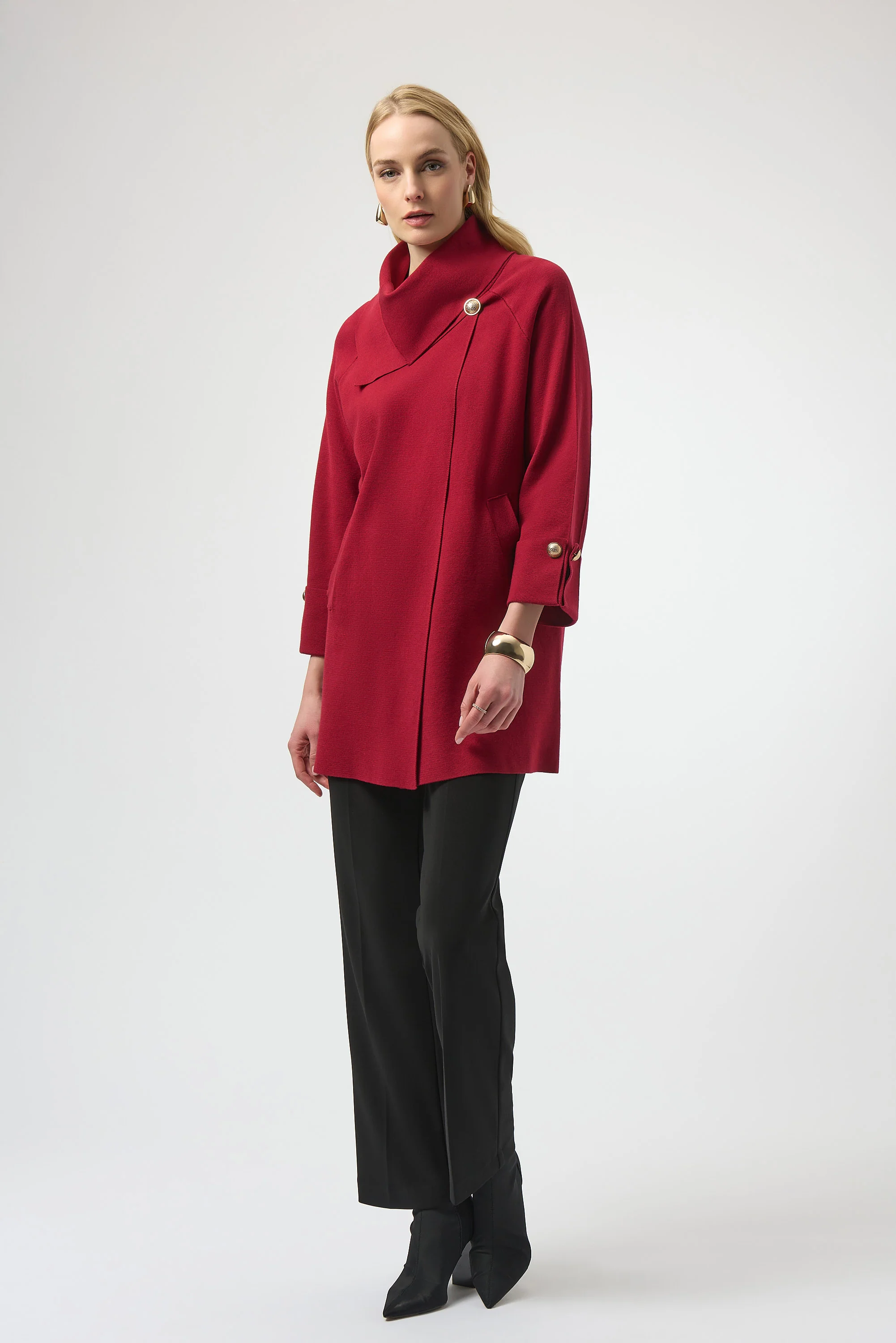 Joseph Ribkoff Coat with Overlap Collar Style 254956 - Image 2