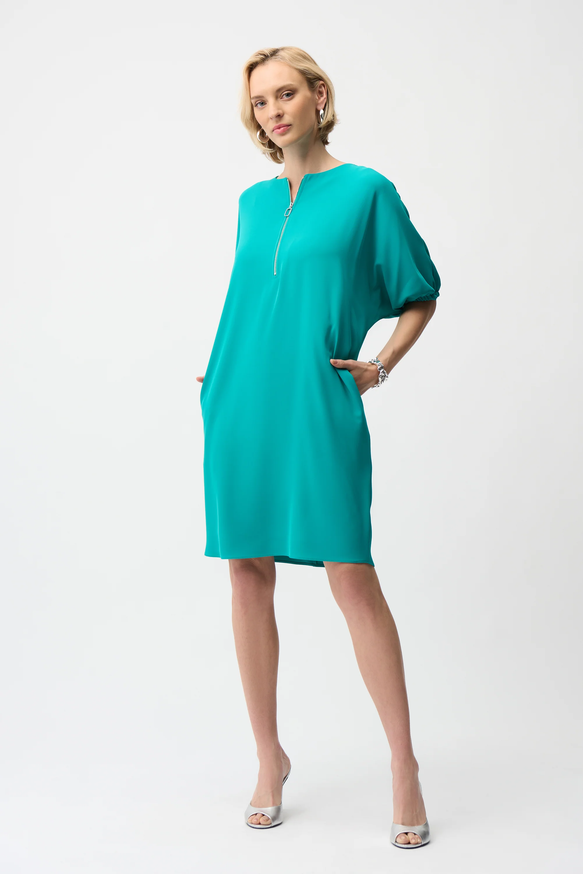 Joseph Ribkoff Cocoon Dress With Zipper Neckline Style 261132 - Image 2