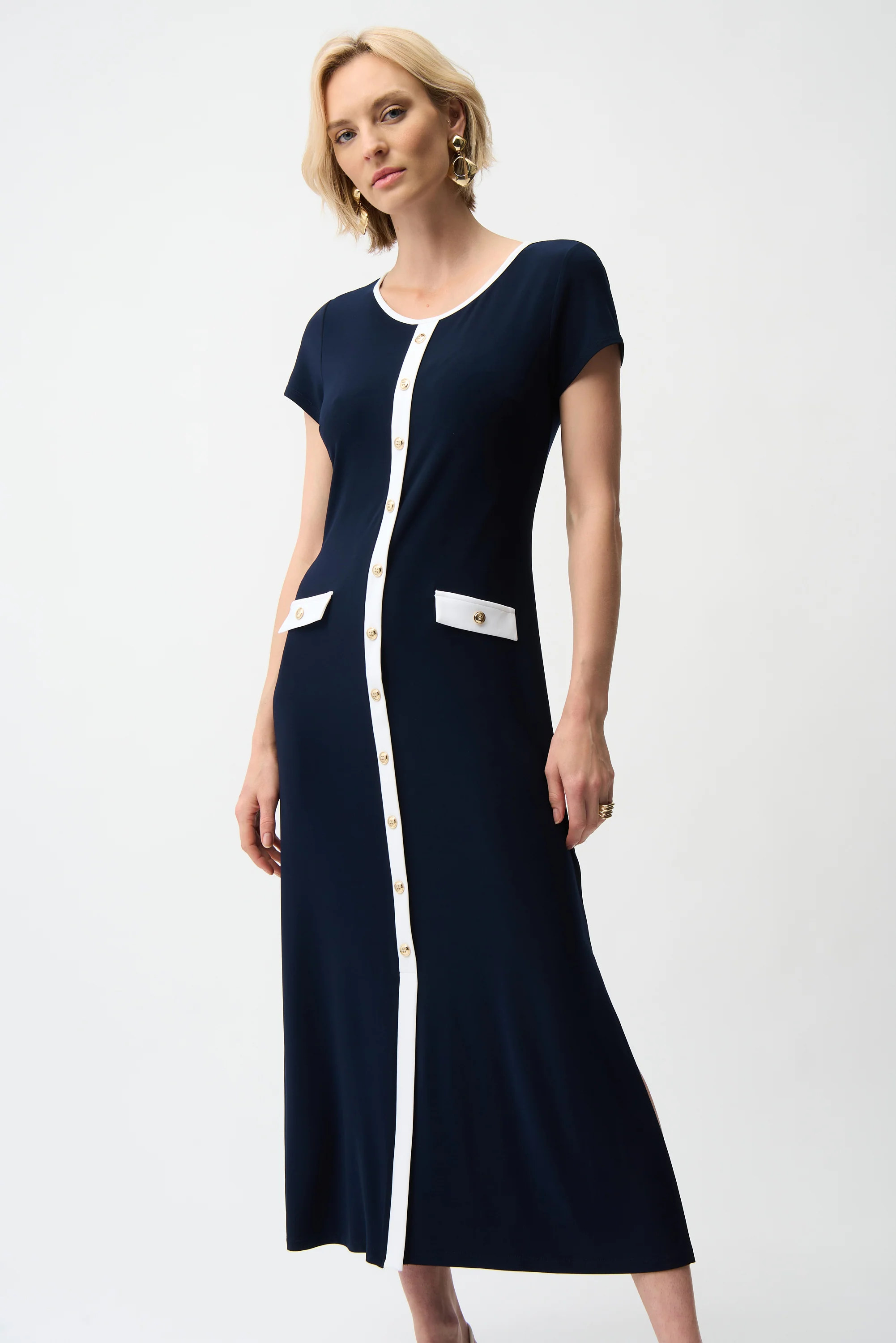 Joseph Ribkoff Color Block A-Line Midi Dress Style 261067 - Image 3