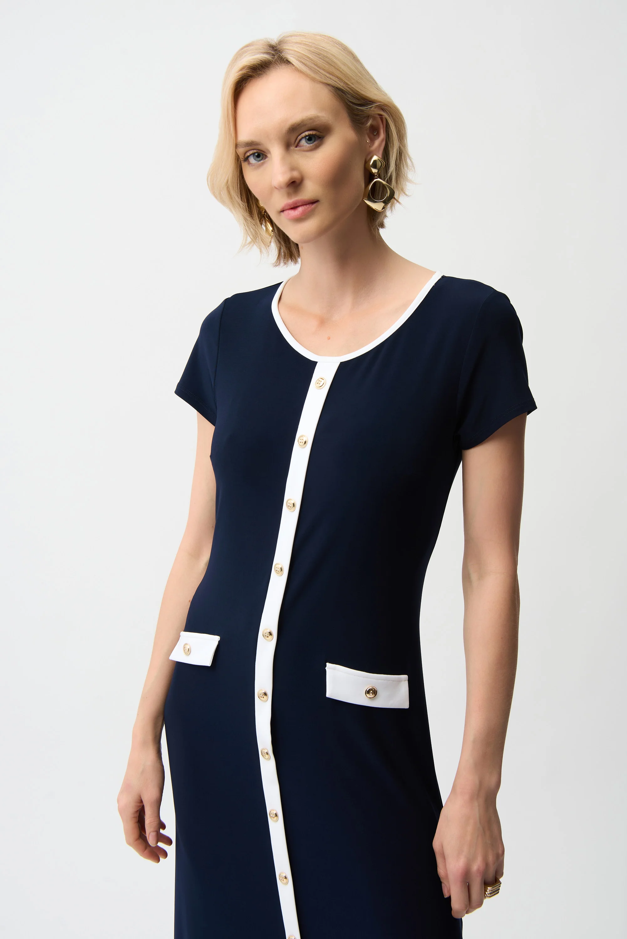 Joseph Ribkoff Color Block A-Line Midi Dress Style 261067 - Image 4