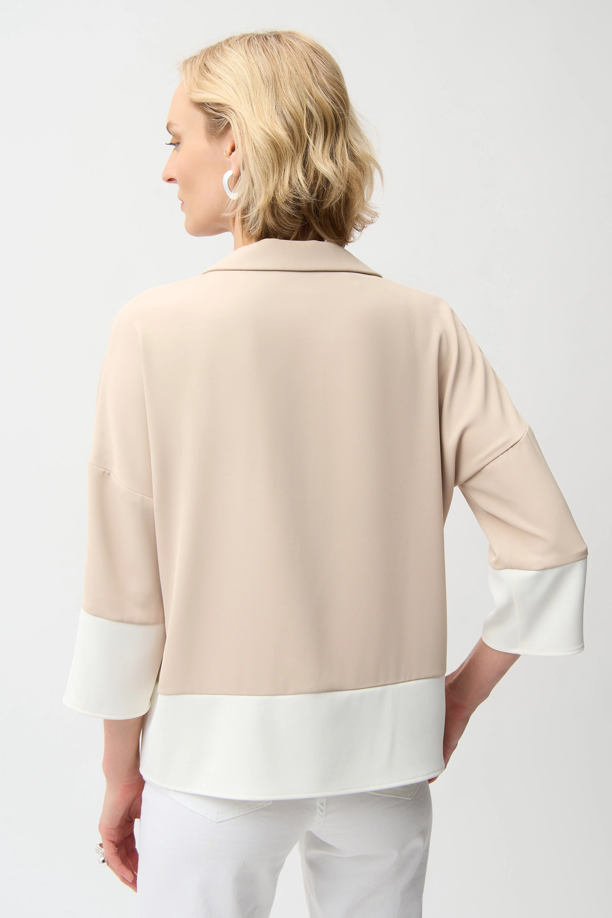 Joseph Ribkoff Color Block Boxy Top With Shirt Collar Style 261282 - Image 3