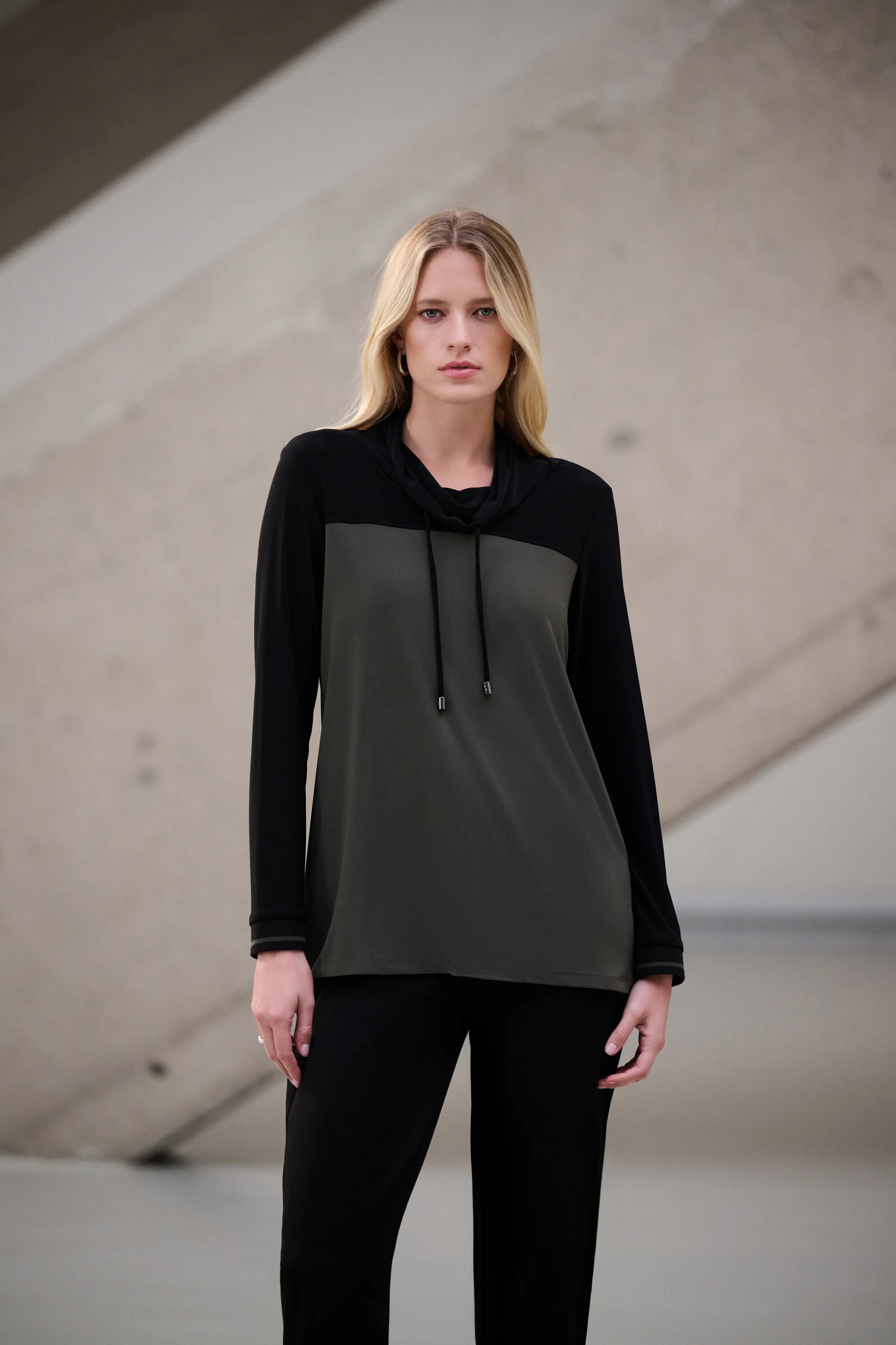 Joseph Ribkoff Color Block Funnel-Neck Tunic Style 263618