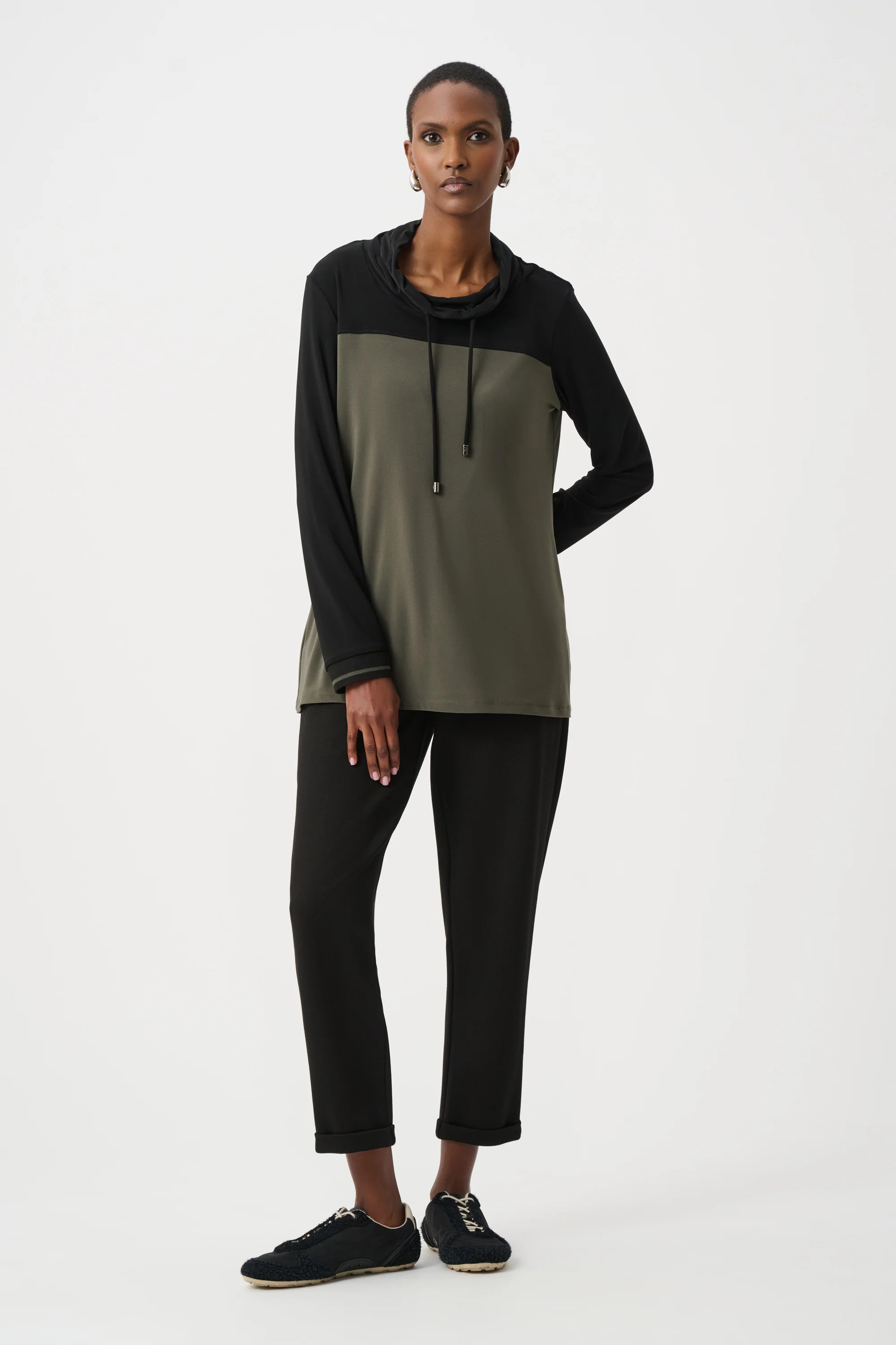 Joseph Ribkoff Color Block Funnel-Neck Tunic Style 263618 - Image 2