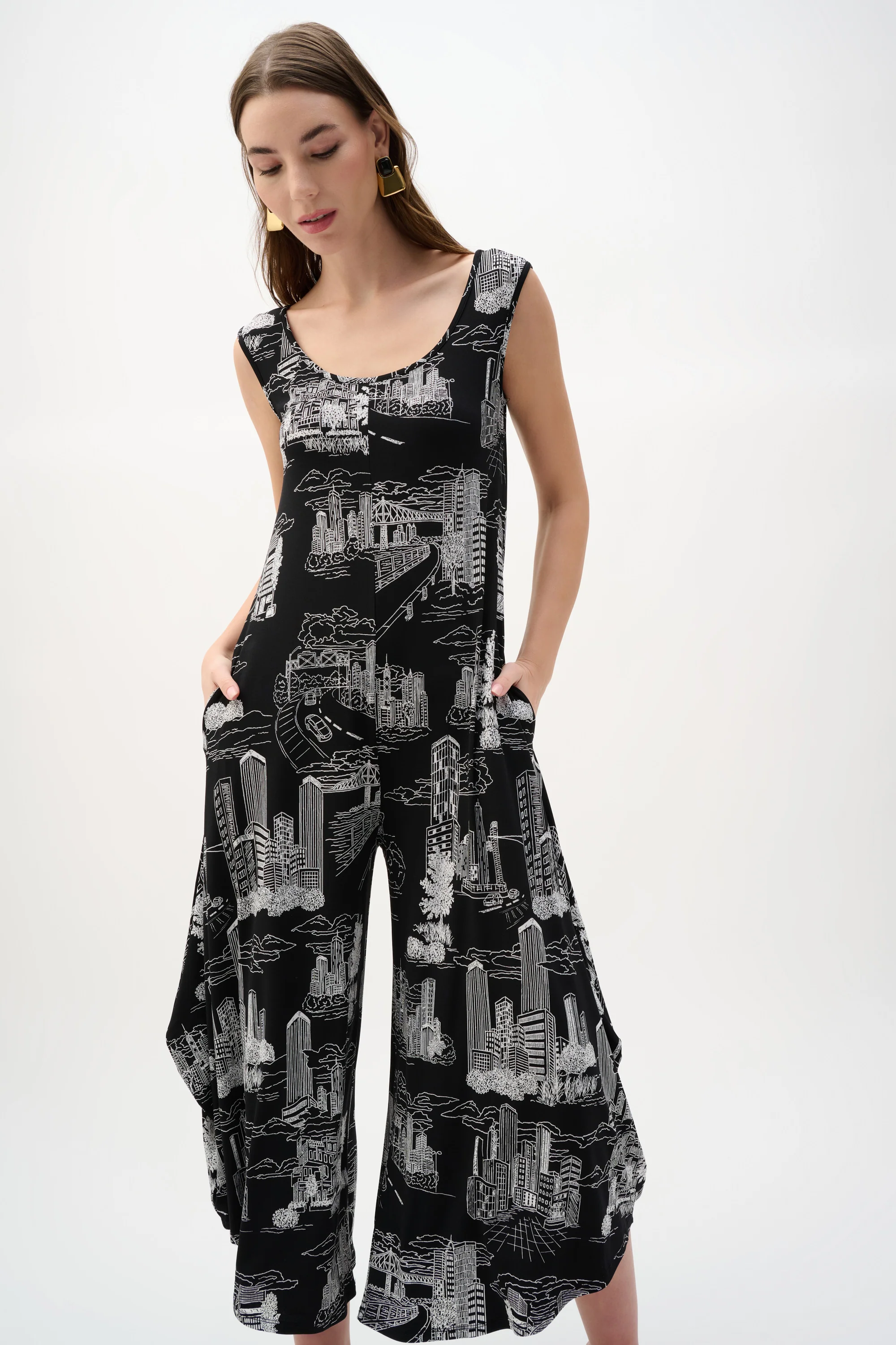 Joseph Ribkoff Conversational Print Culotte Jumpsuit Style 262243 - Image 3
