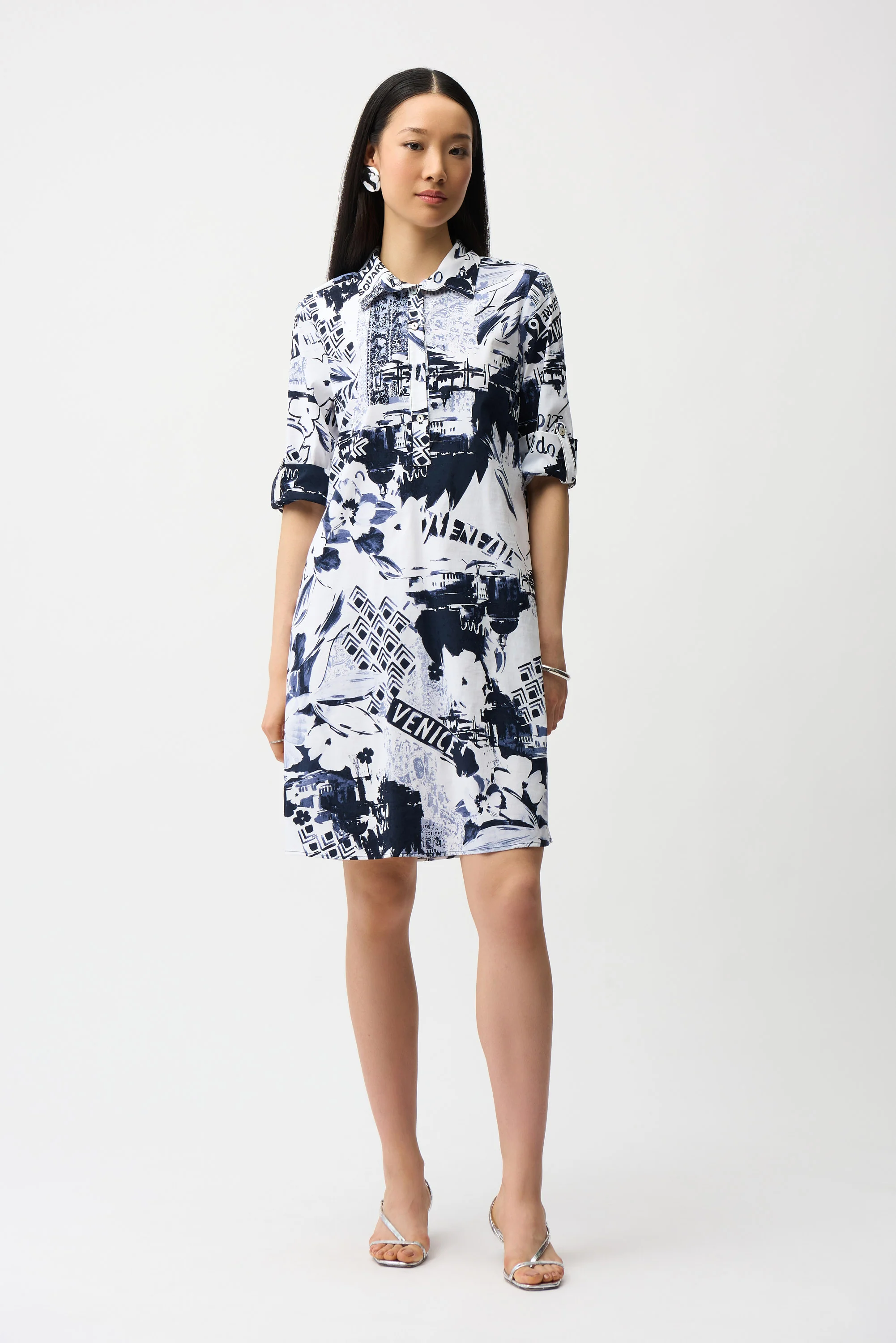 Joseph Ribkoff Conversational Print Shirt Dress Style 261048 - Image 2
