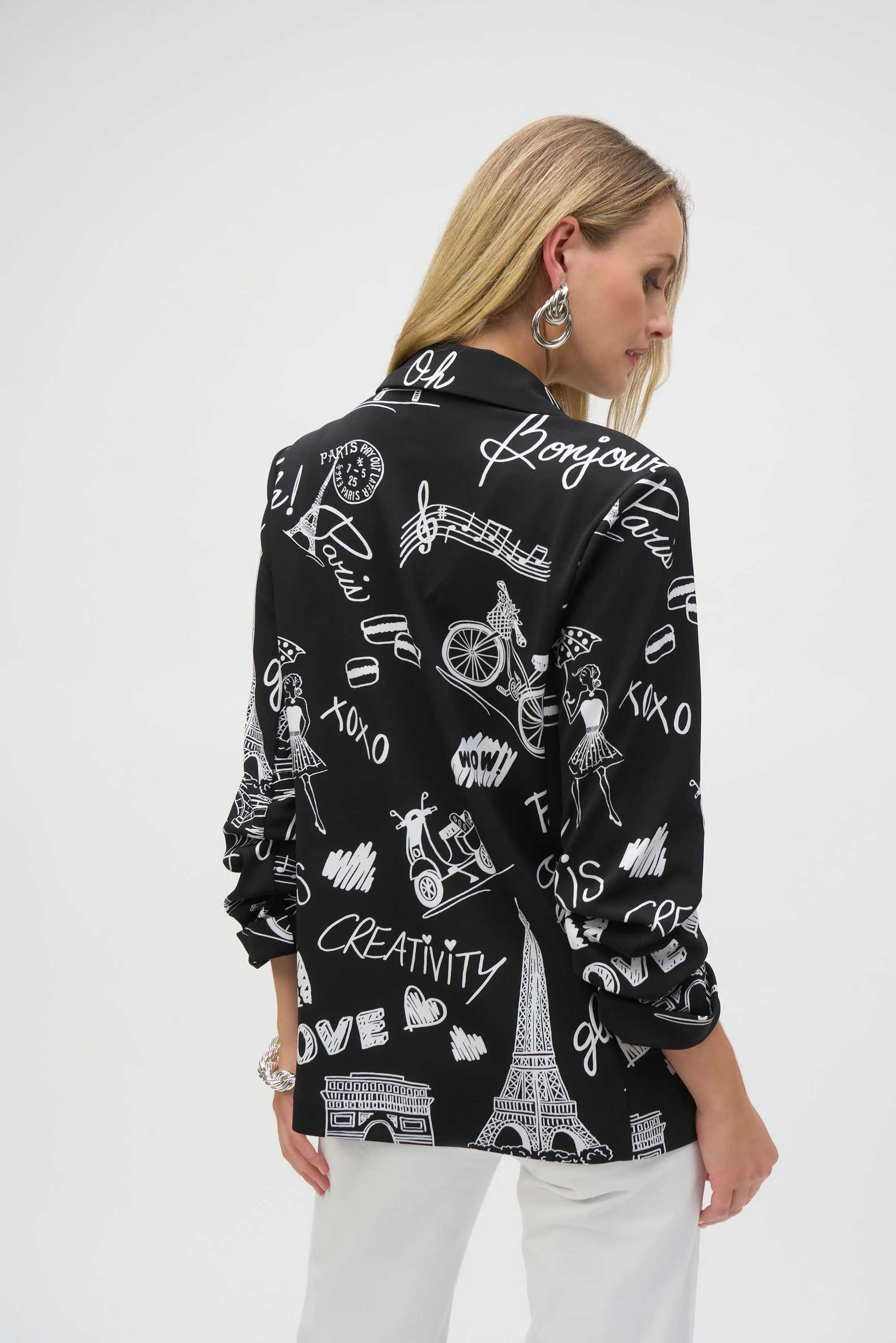 Joseph Ribkoff Conversational Print Straight Blazer Style 252042 - Image 2