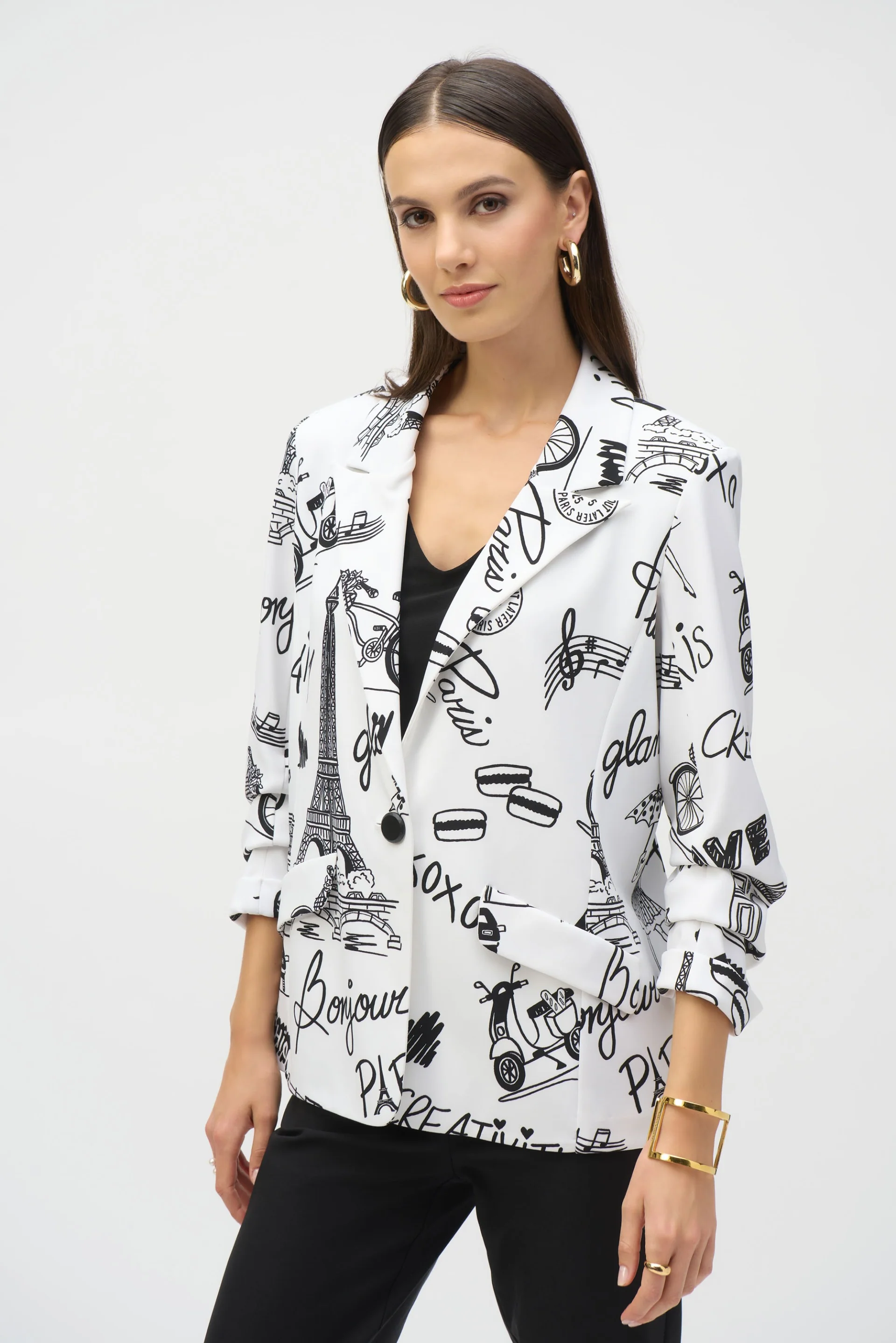 Joseph Ribkoff Conversational Print Straight Blazer Style 252042 - Image 4