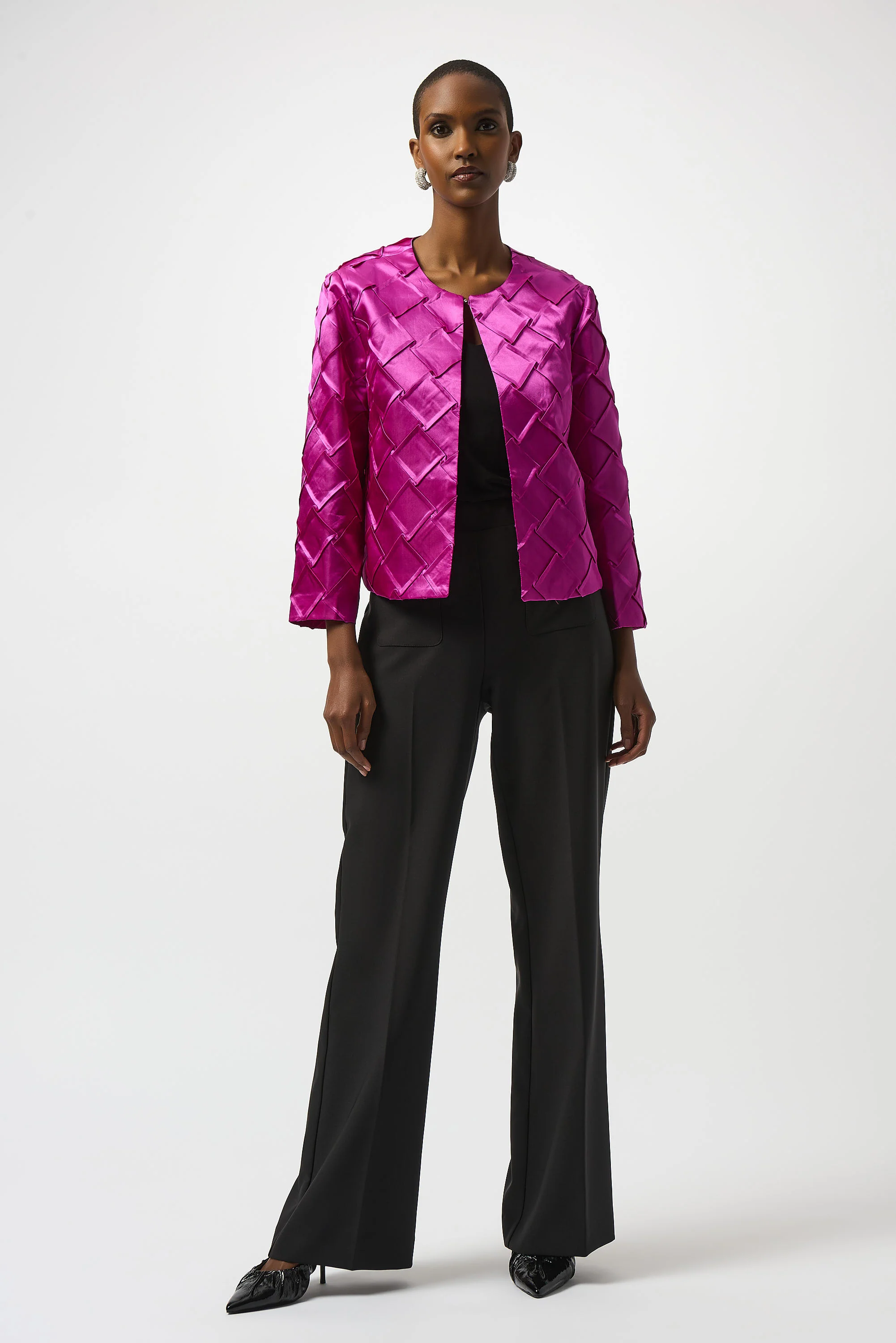 Joseph Ribkoff Cosmos Textured Satin Collarless Jacket Style 253997