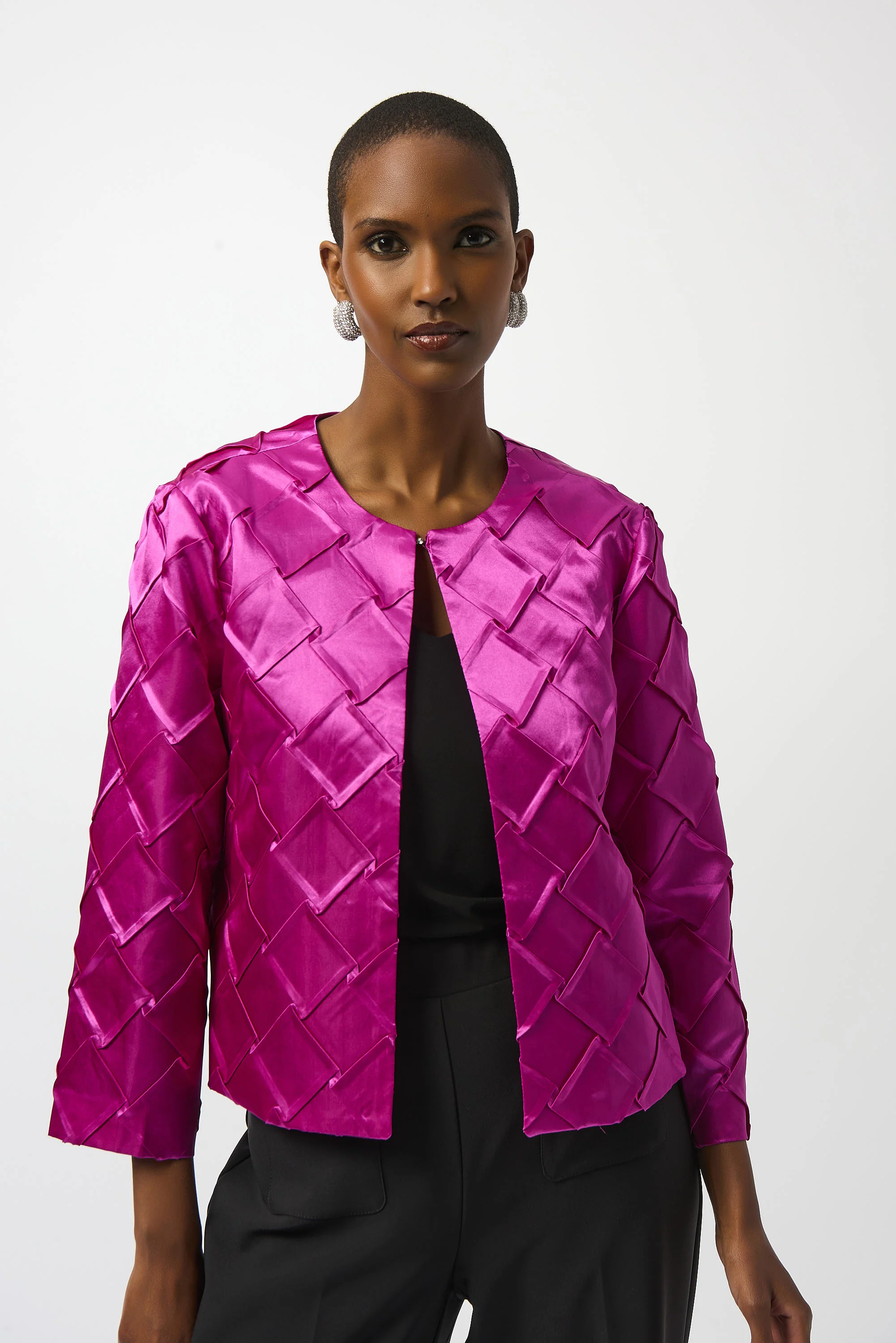 Joseph Ribkoff Cosmos Textured Satin Collarless Jacket Style 253997 - Image 2