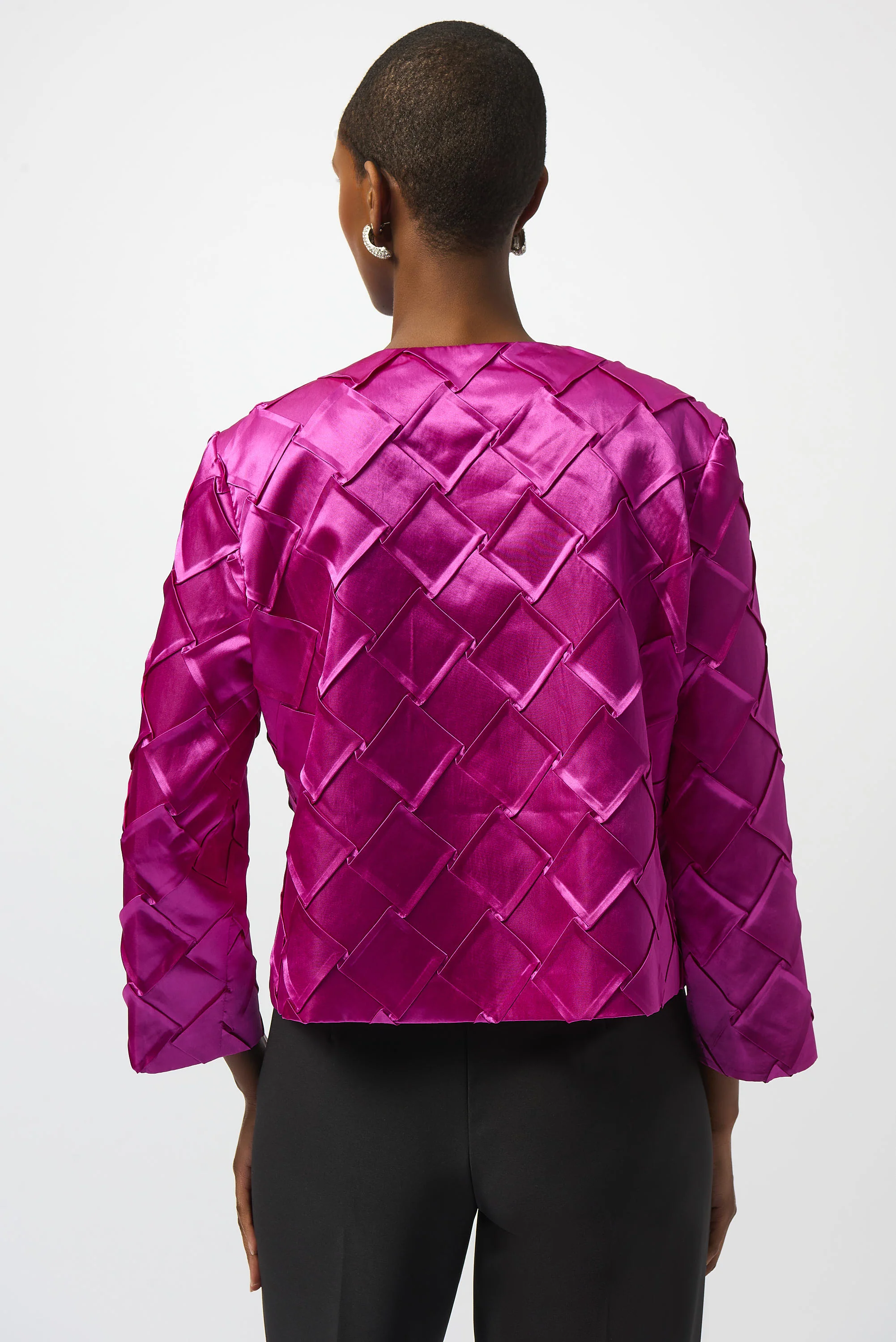 Joseph Ribkoff Cosmos Textured Satin Collarless Jacket Style 253997 - Image 4