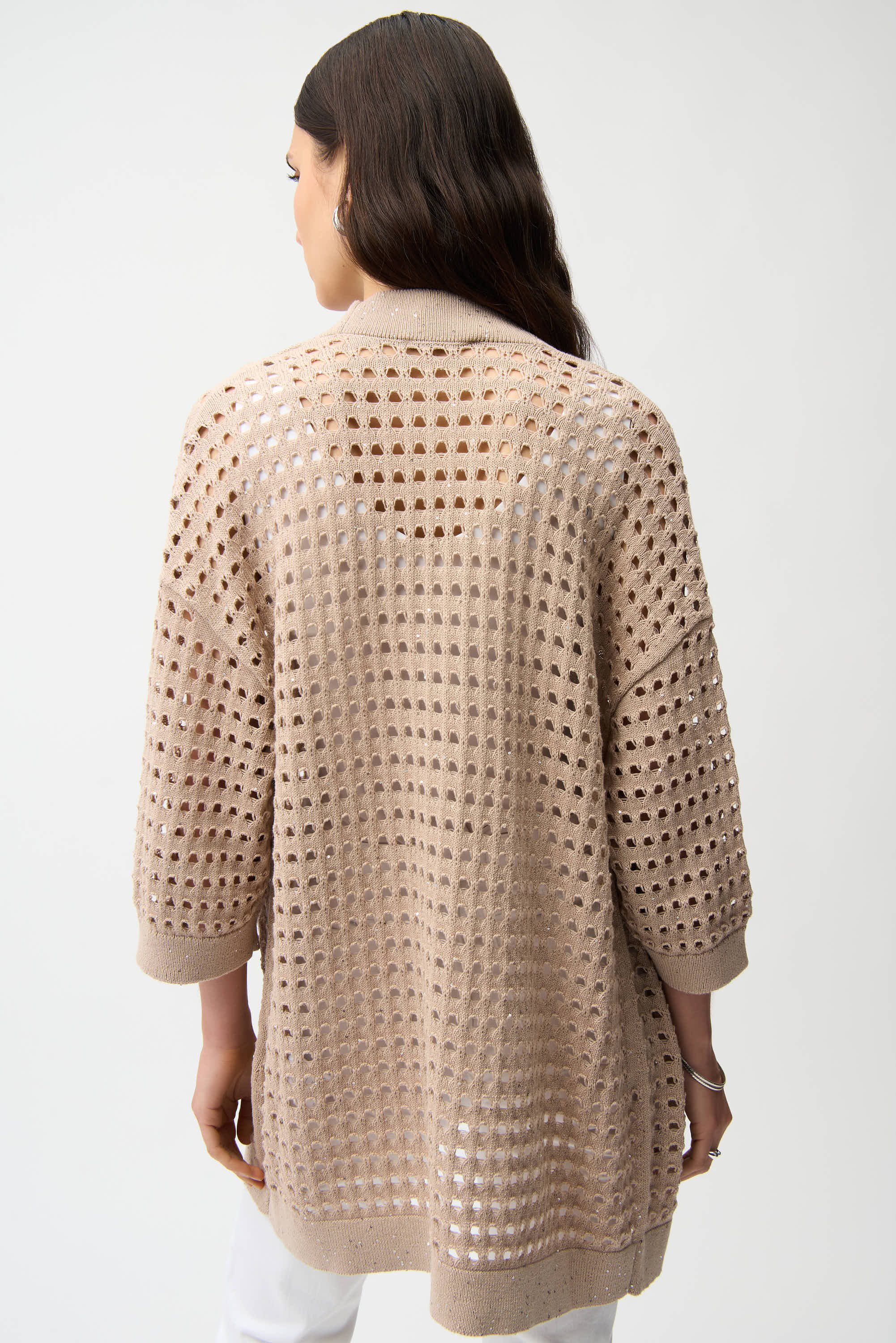Joseph Ribkoff Cotton Blend Open Stitch Boxy Cardigan Style 261926 - Image 4