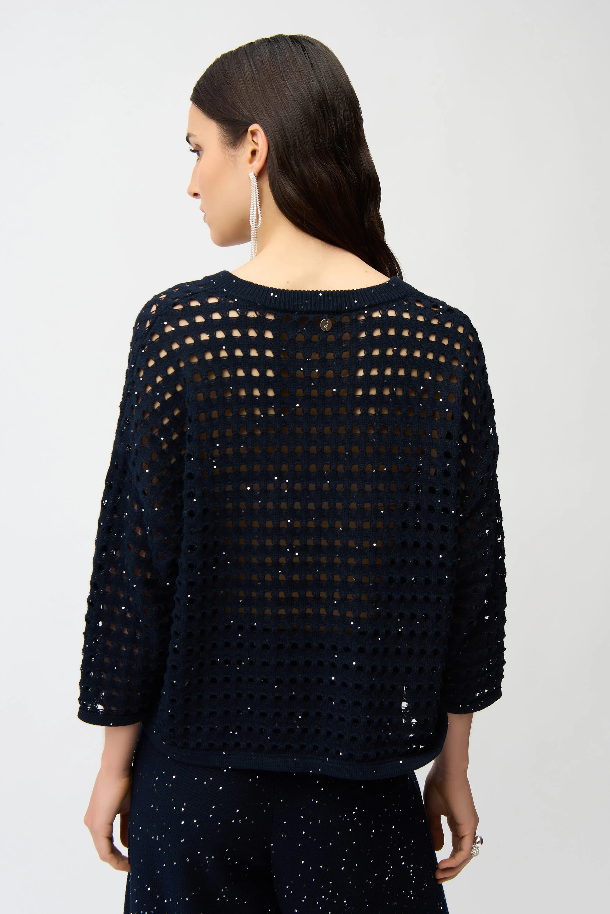 Joseph Ribkoff Cotton Blend Open Stitch Boxy Sweater Style 261925 - Image 10