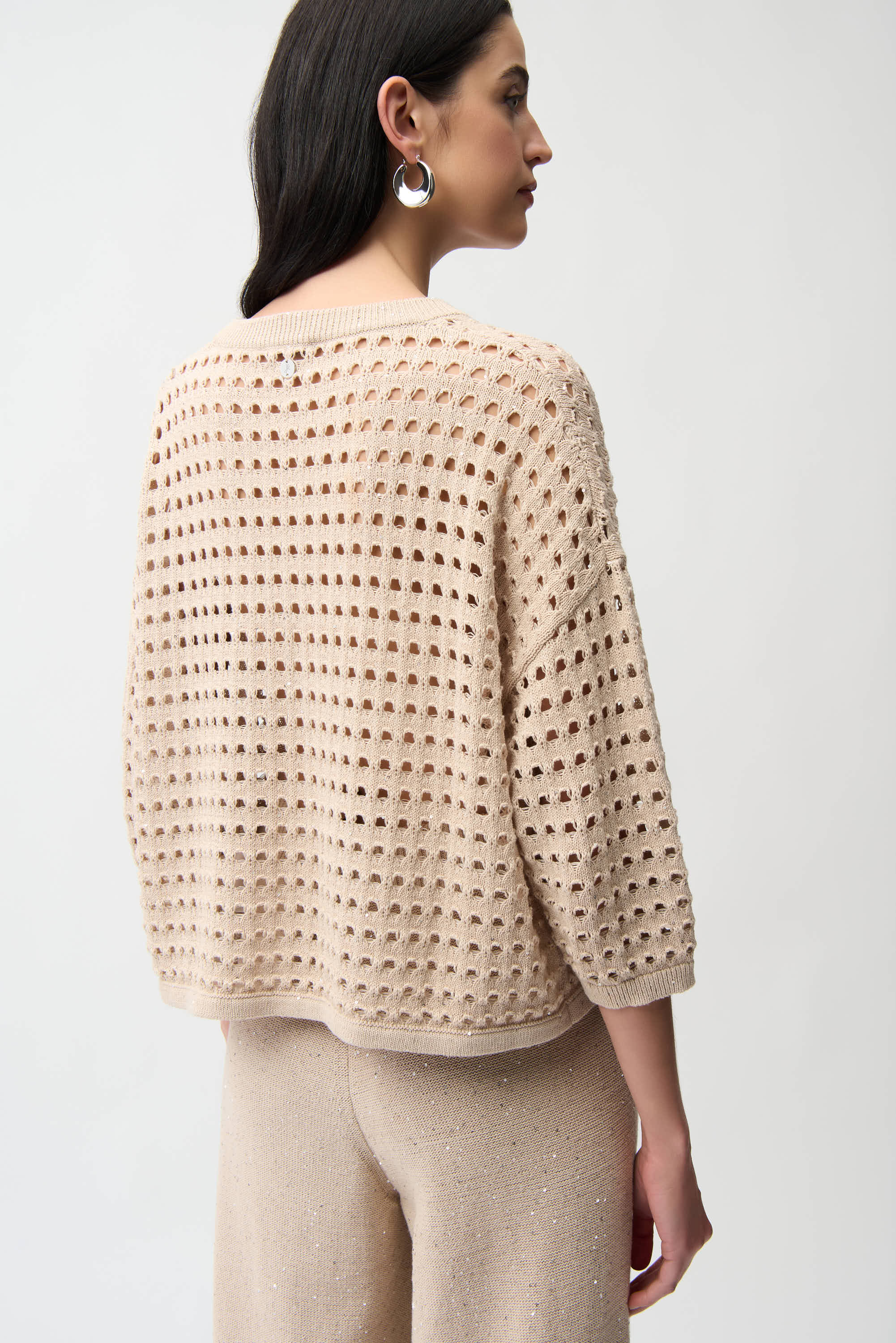 Joseph Ribkoff Cotton Blend Open Stitch Boxy Sweater Style 261925 - Image 7