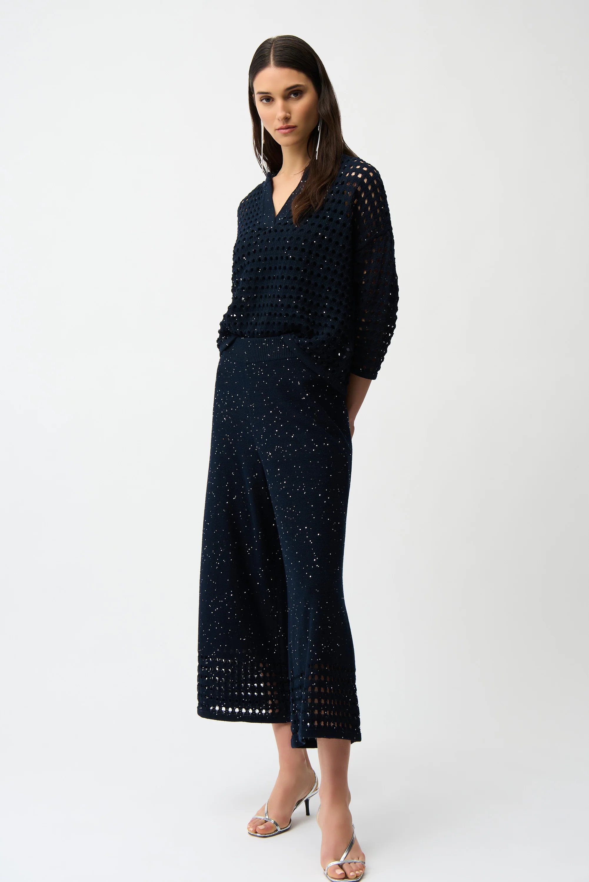 Joseph Ribkoff Cotton Blend Open Stitch Boxy Sweater Style 261925 - Image 9