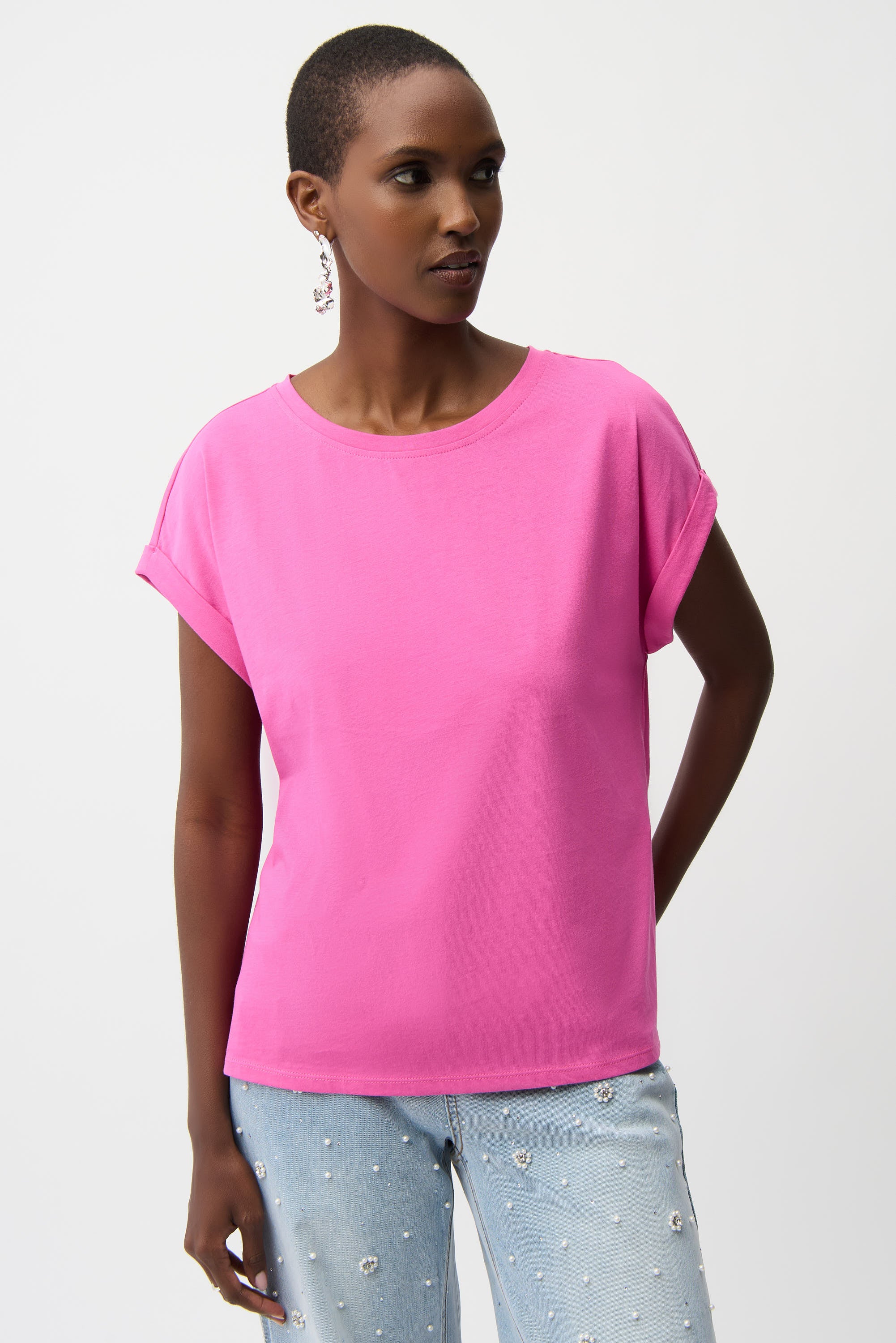 Joseph Ribkoff Cotton Boxy Crewneck T-Shirt Style 261999