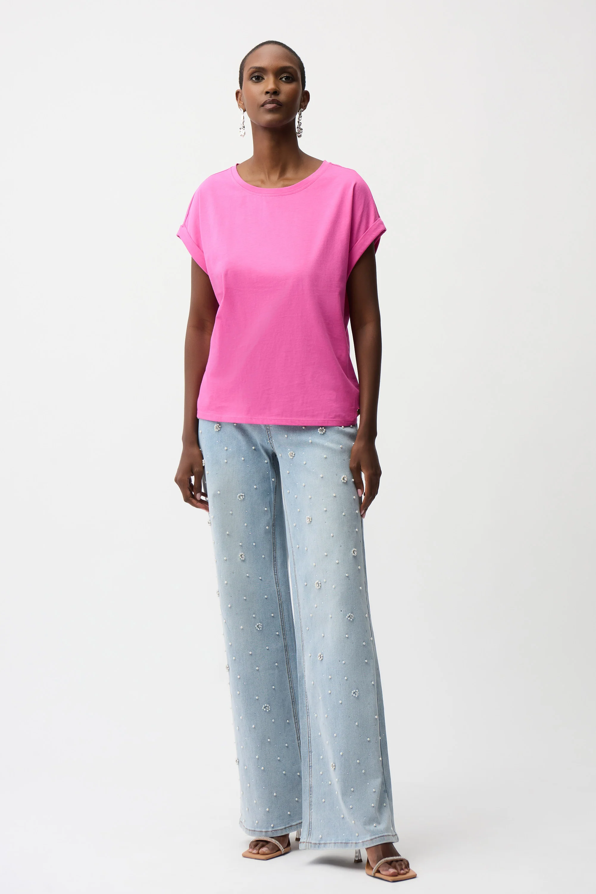 Joseph Ribkoff Cotton Boxy Crewneck T-Shirt Style 261999 - Image 2