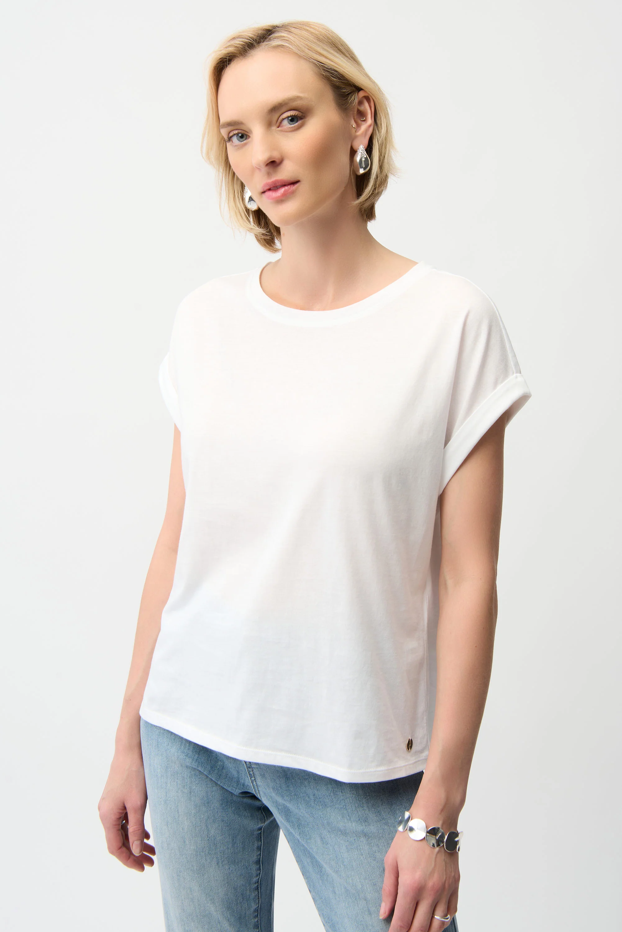 Joseph Ribkoff Cotton Boxy Crewneck T-Shirt Style 261999 - Image 4