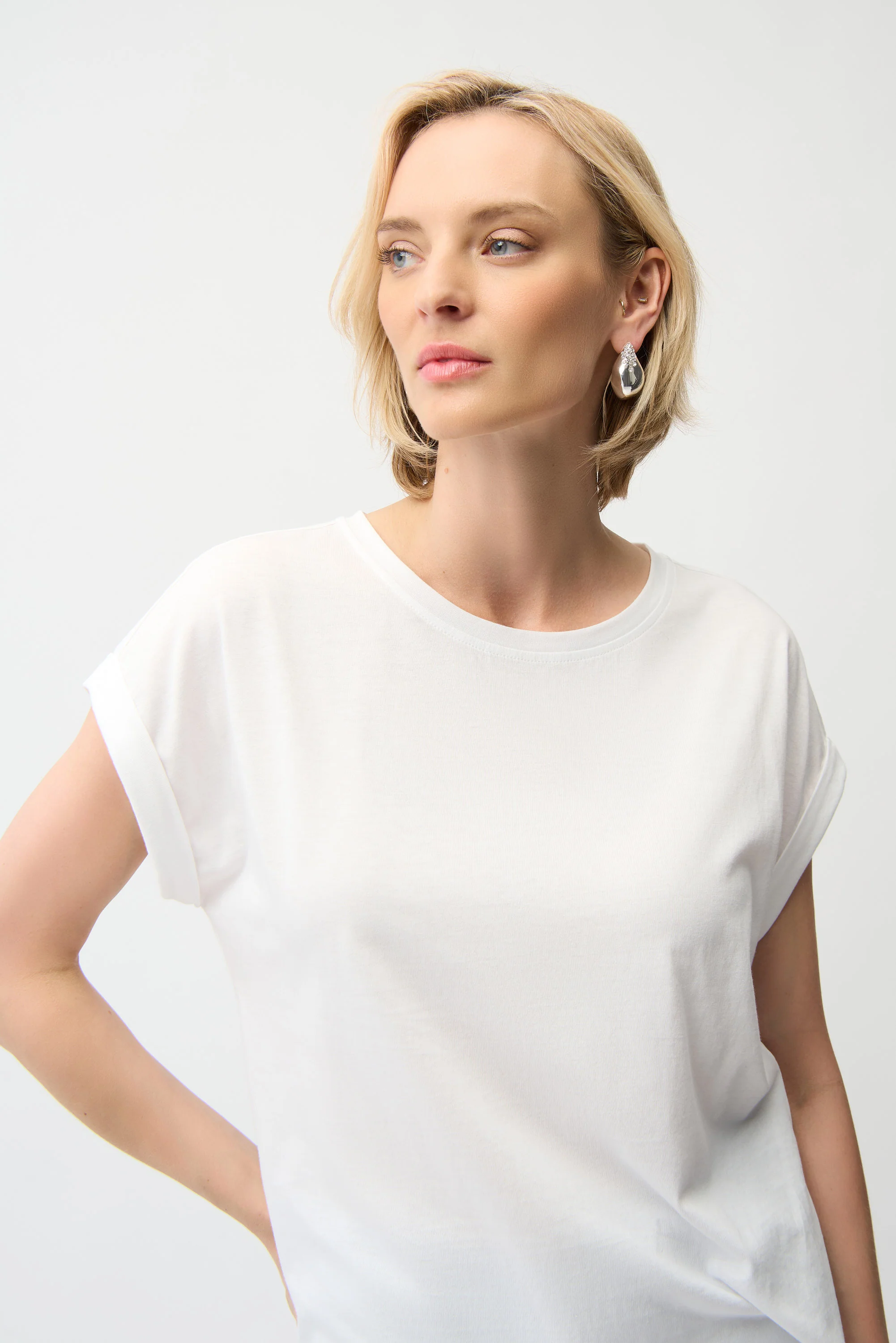 Joseph Ribkoff Cotton Boxy Crewneck T-Shirt Style 261999 - Image 7