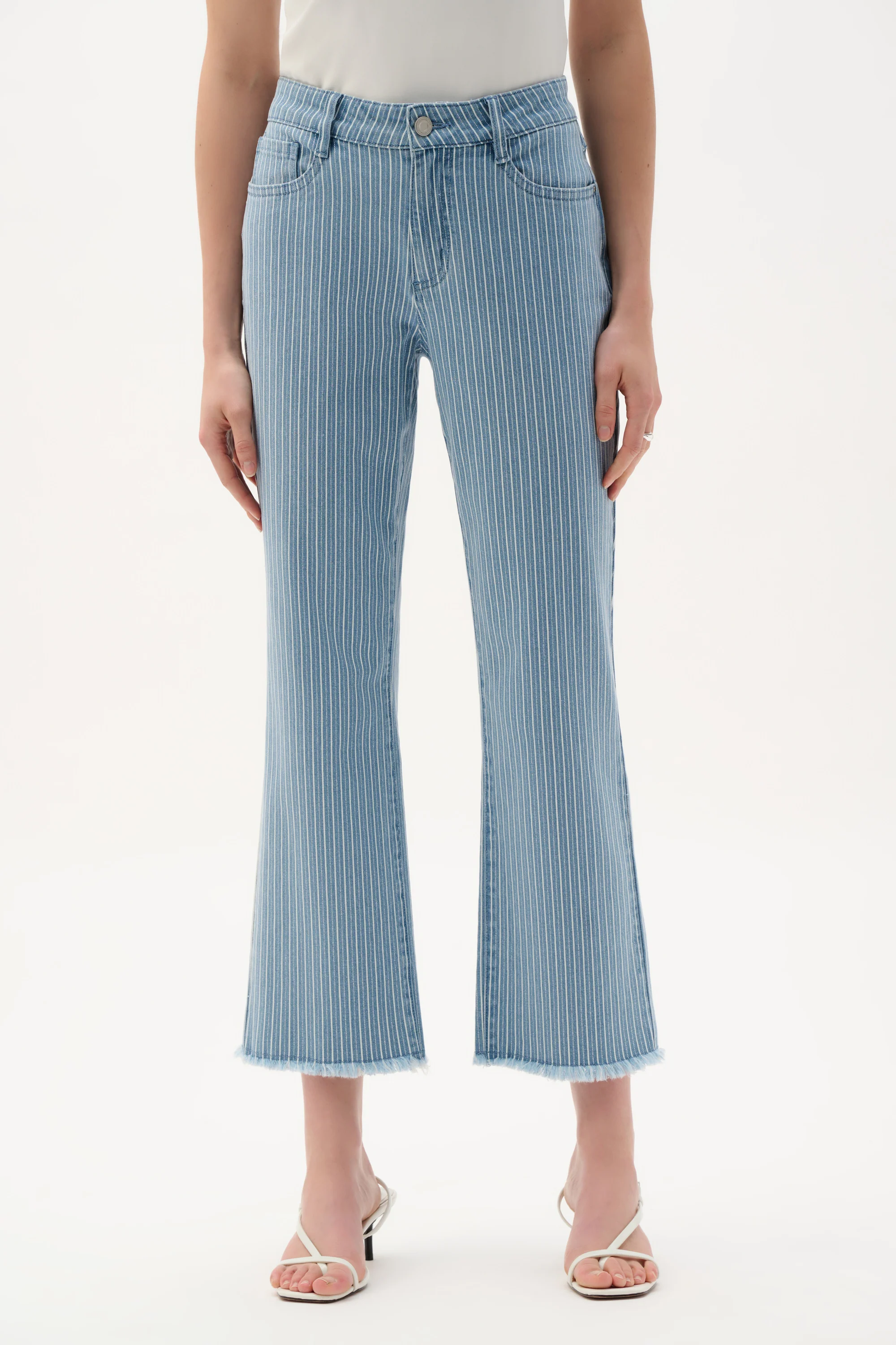 Joseph Ribkoff Cotton Denim Stripe Print Straight Jeans Style 262934