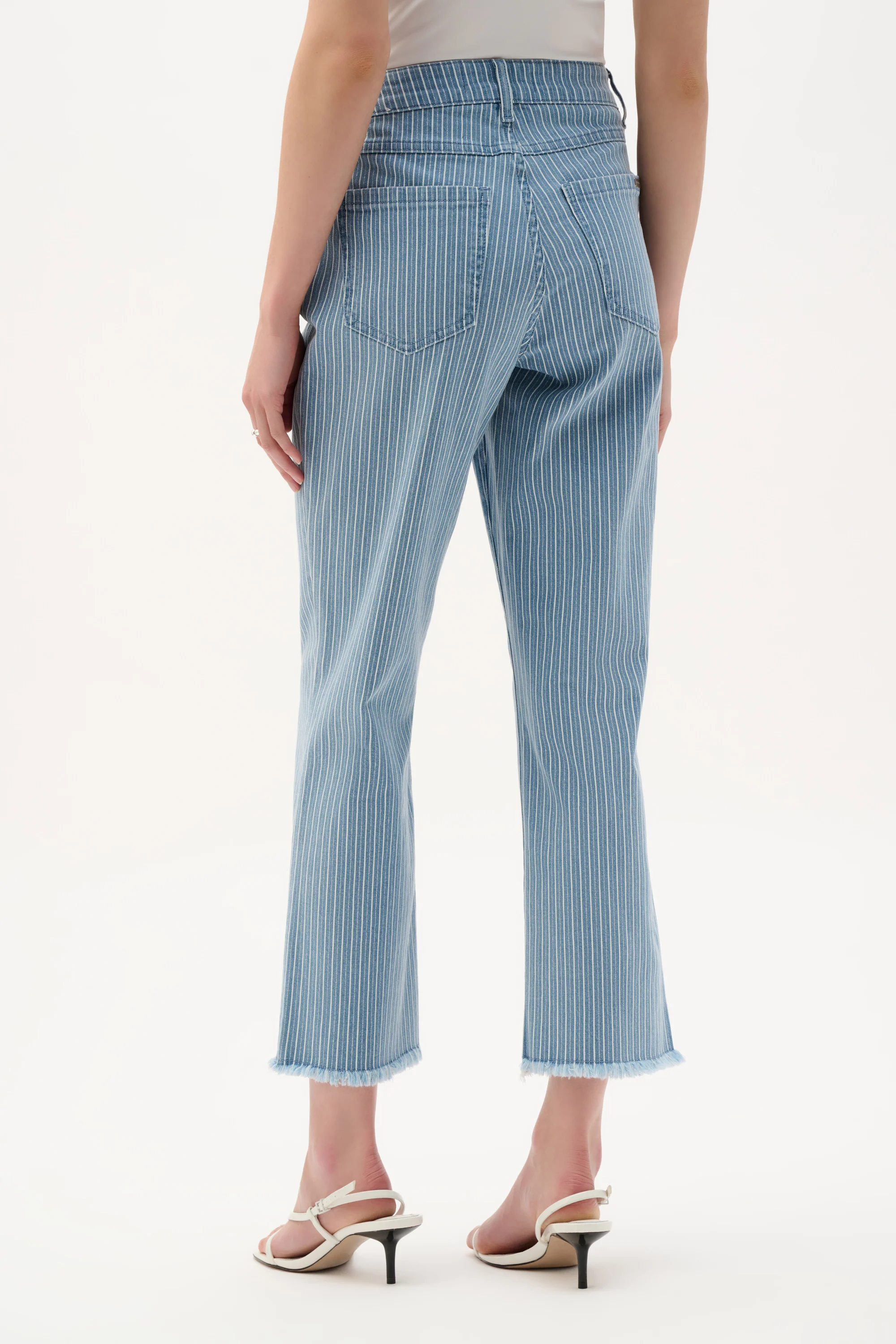 Joseph Ribkoff Cotton Denim Stripe Print Straight Jeans Style 262934 - Image 3