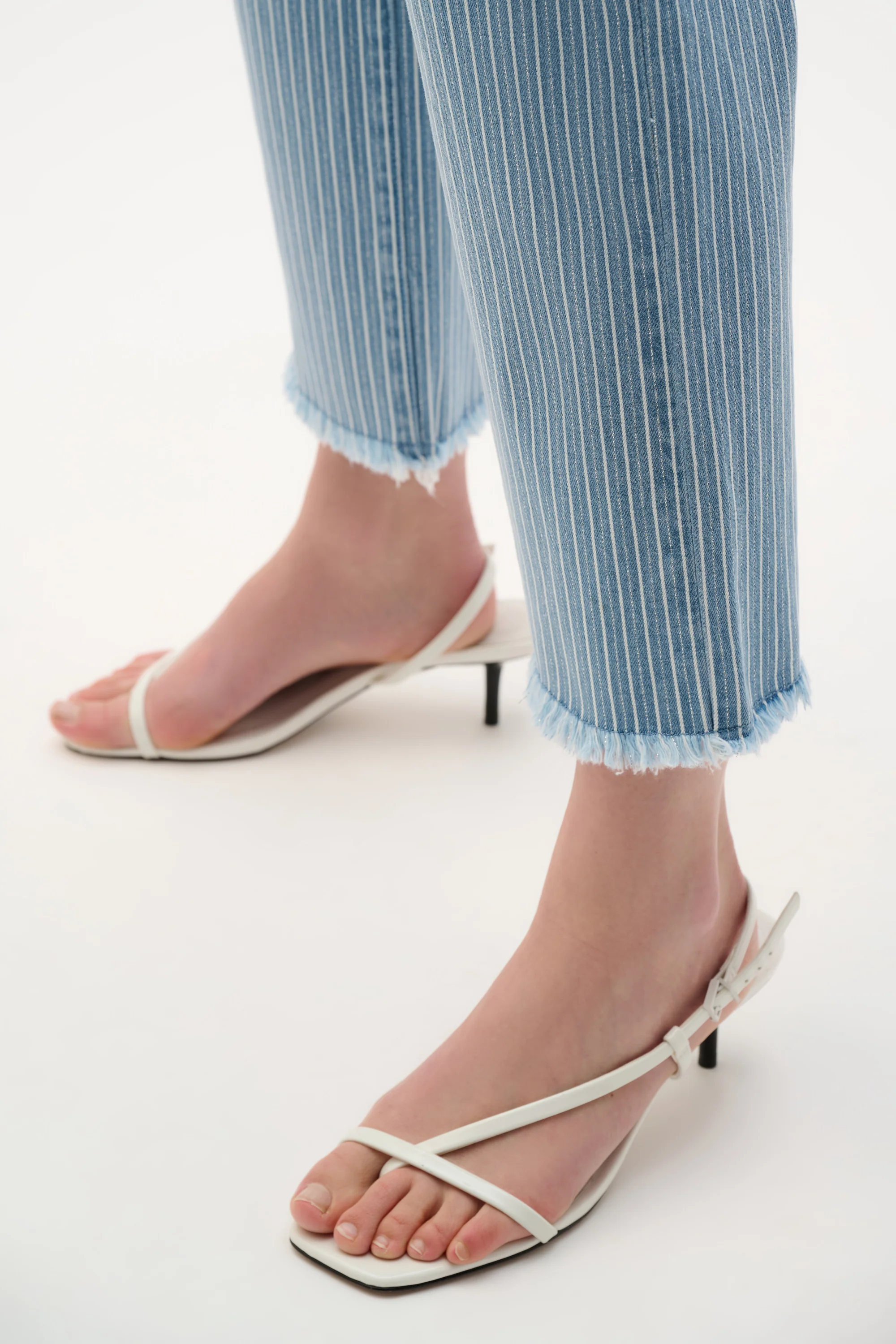 Joseph Ribkoff Cotton Denim Stripe Print Straight Jeans Style 262934 - Image 5