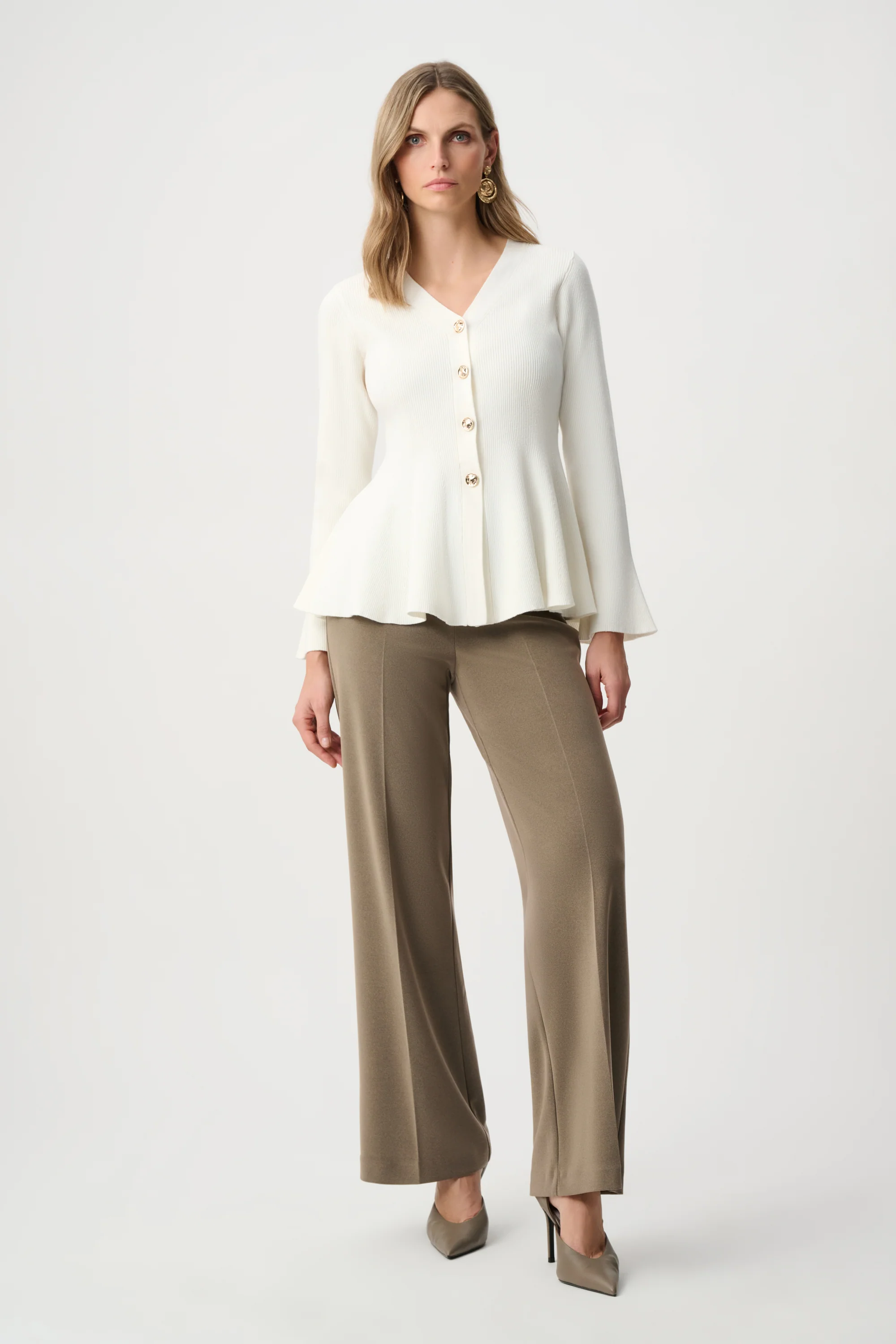 Joseph Ribkoff Cotton Knit Fit And Flare Peplum Cardigan Style 263968 - Image 5
