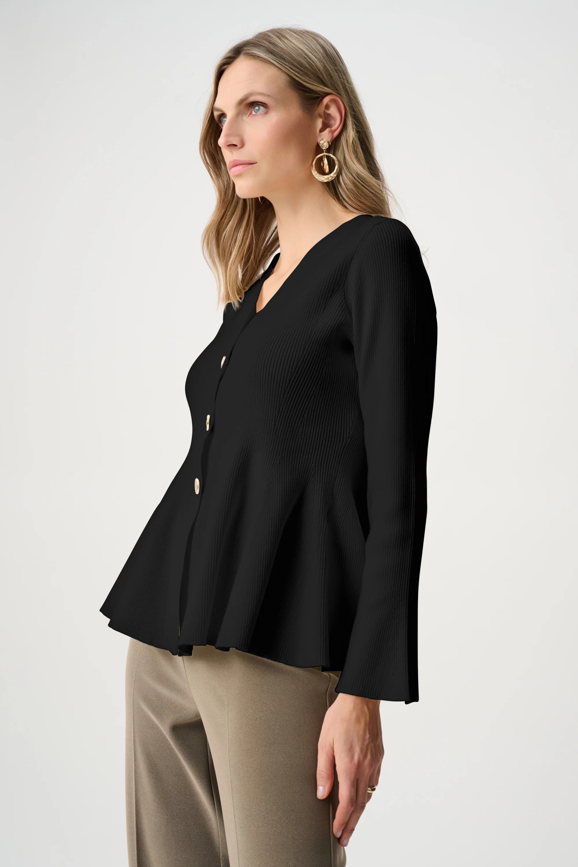 Joseph Ribkoff Cotton Knit Fit And Flare Peplum Cardigan Style 263968 - Image 7