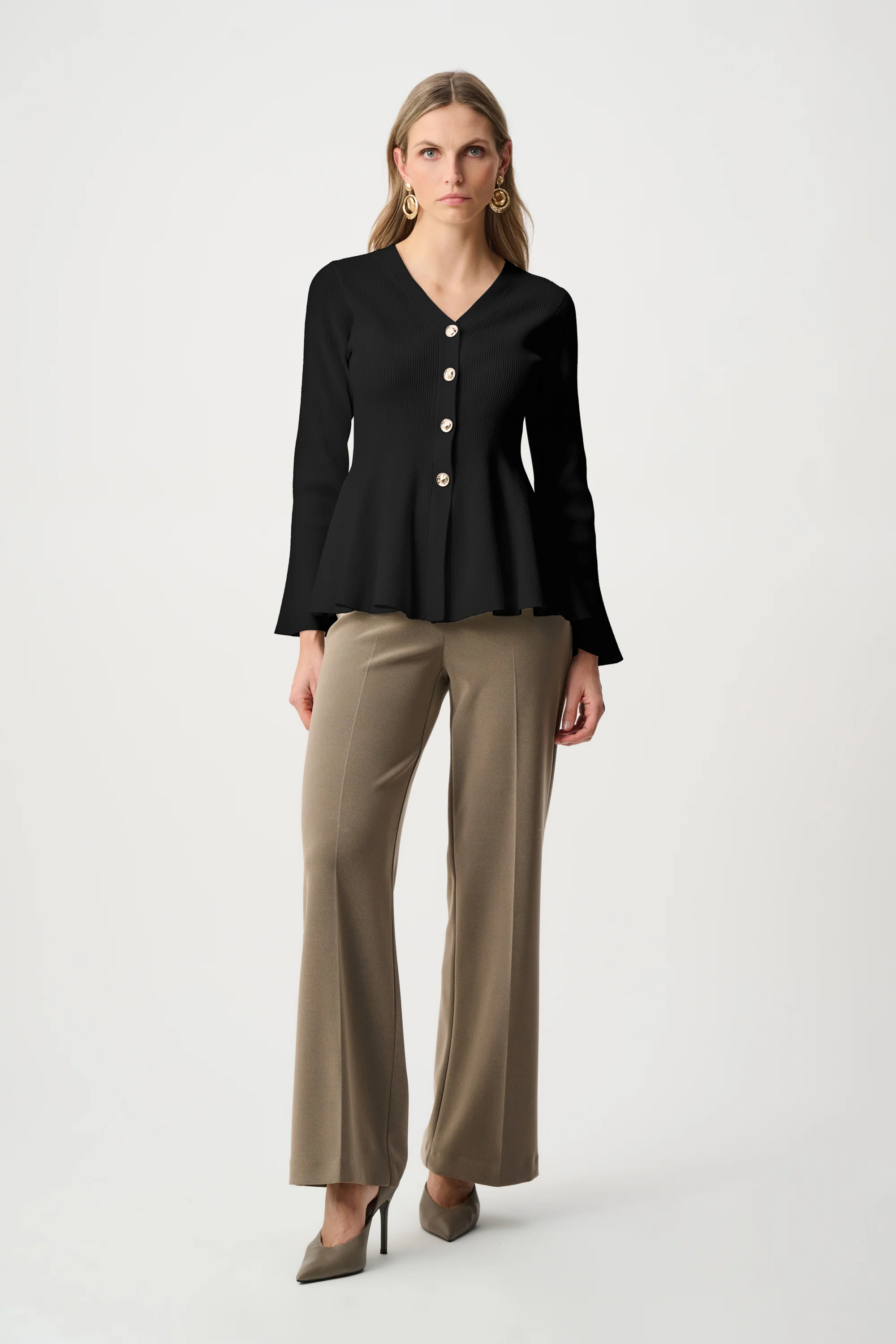Joseph Ribkoff Cotton Knit Fit And Flare Peplum Cardigan Style 263968 - Image 8