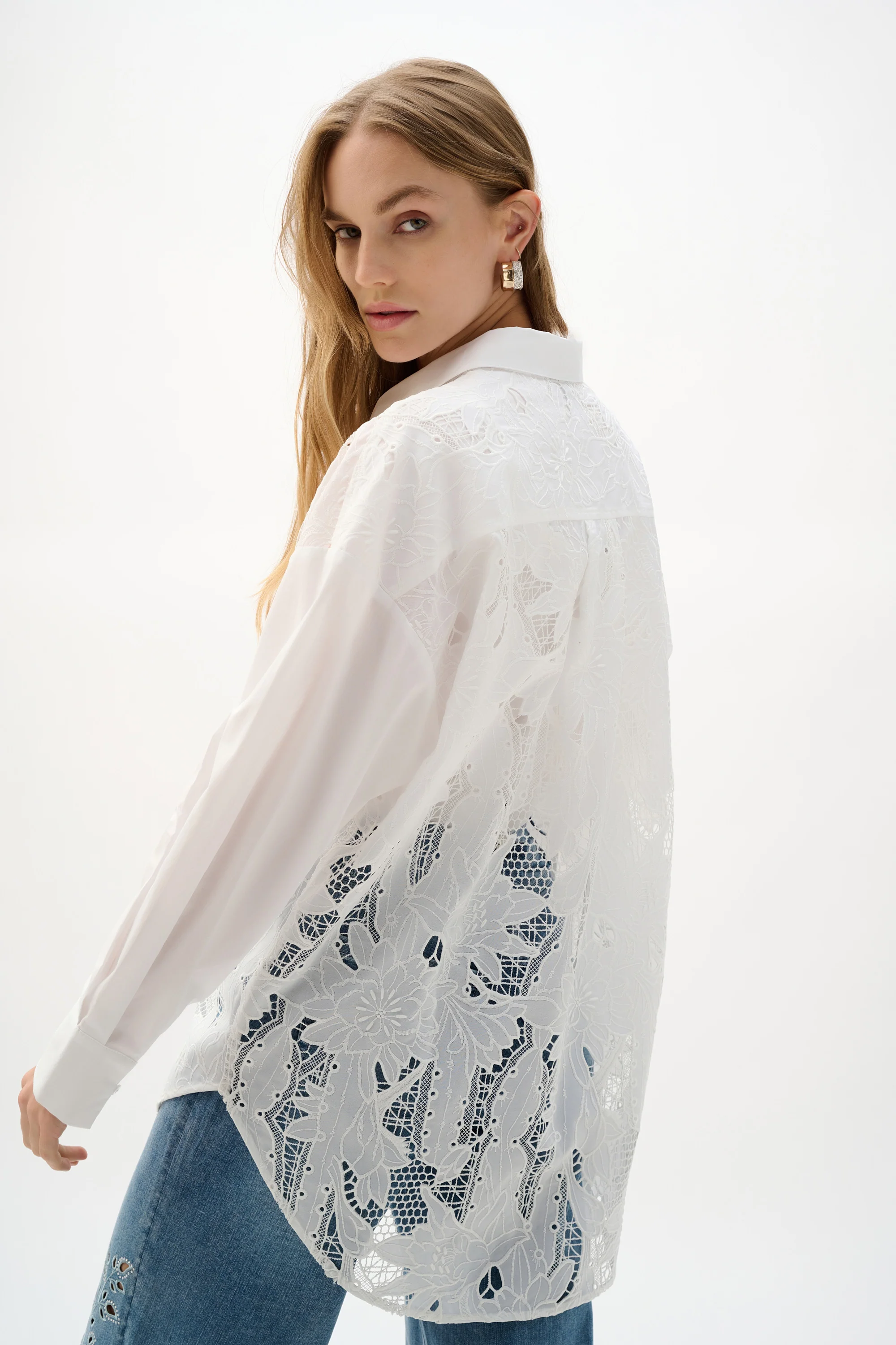 Joseph Ribkoff Cotton Lace Boxy Blouse With Embroidery Style 262952 - Image 6