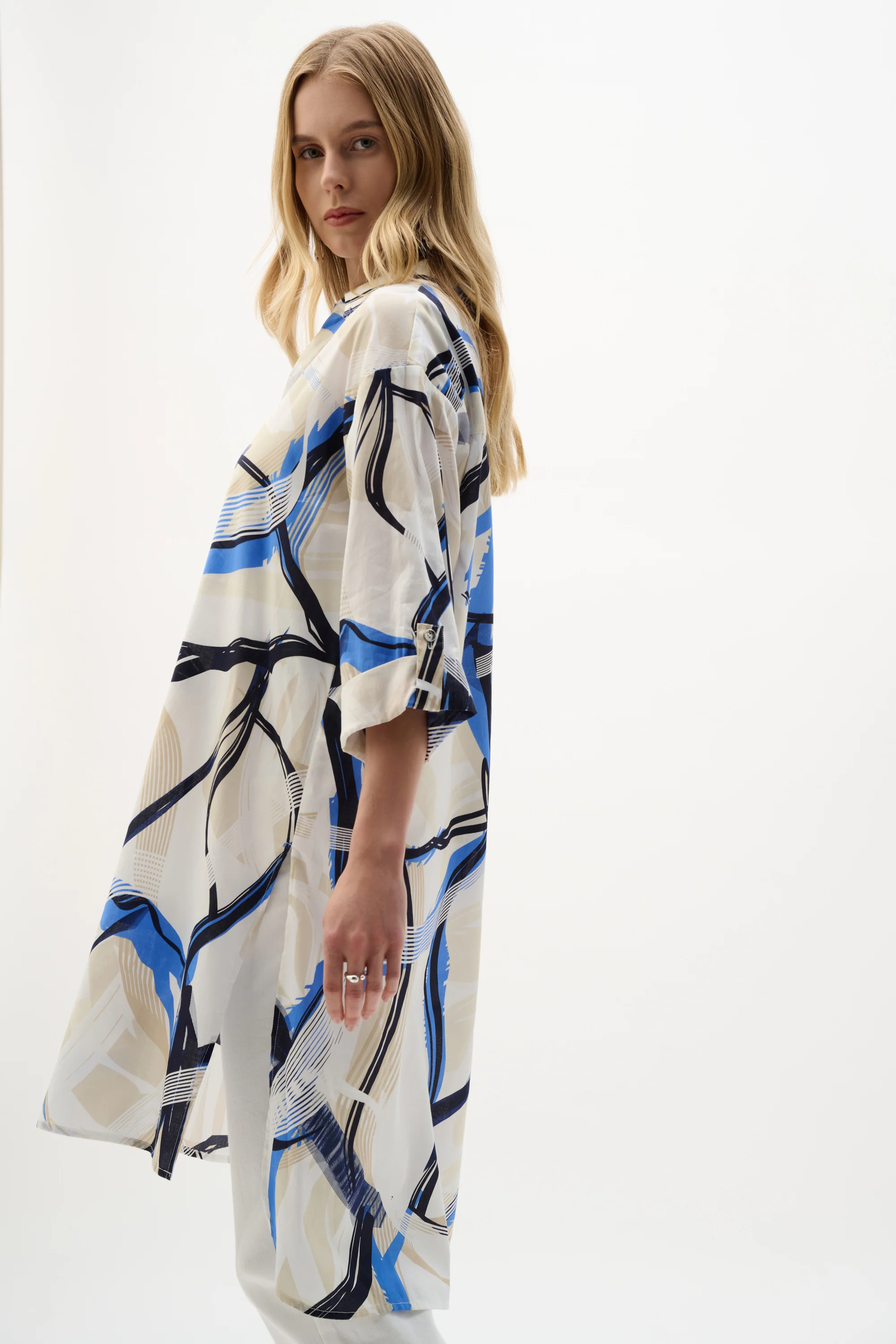 Joseph Ribkoff Cotton Voile Abstract Print Straight Blouse Style 262950 - Image 2