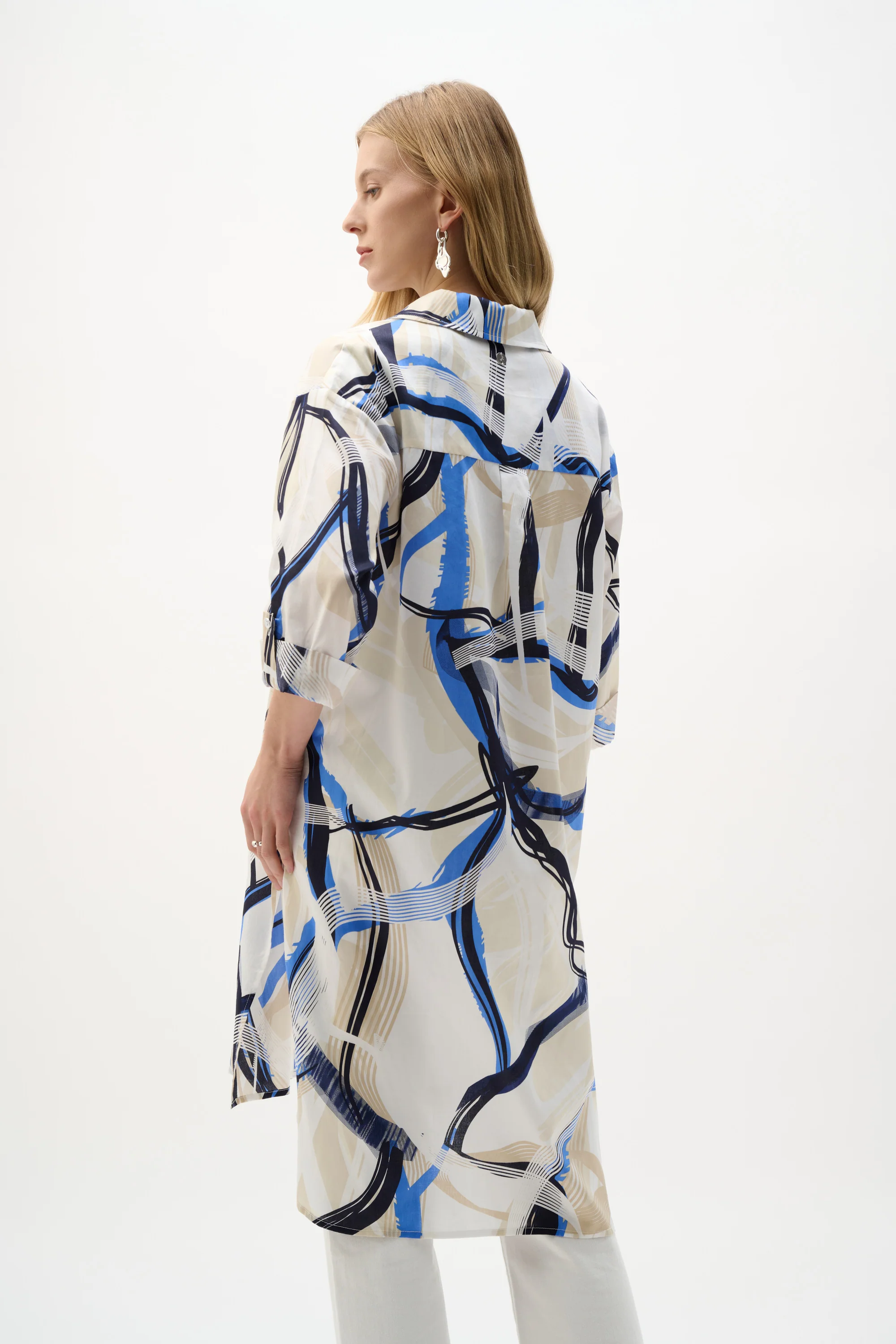 Joseph Ribkoff Cotton Voile Abstract Print Straight Blouse Style 262950 - Image 4