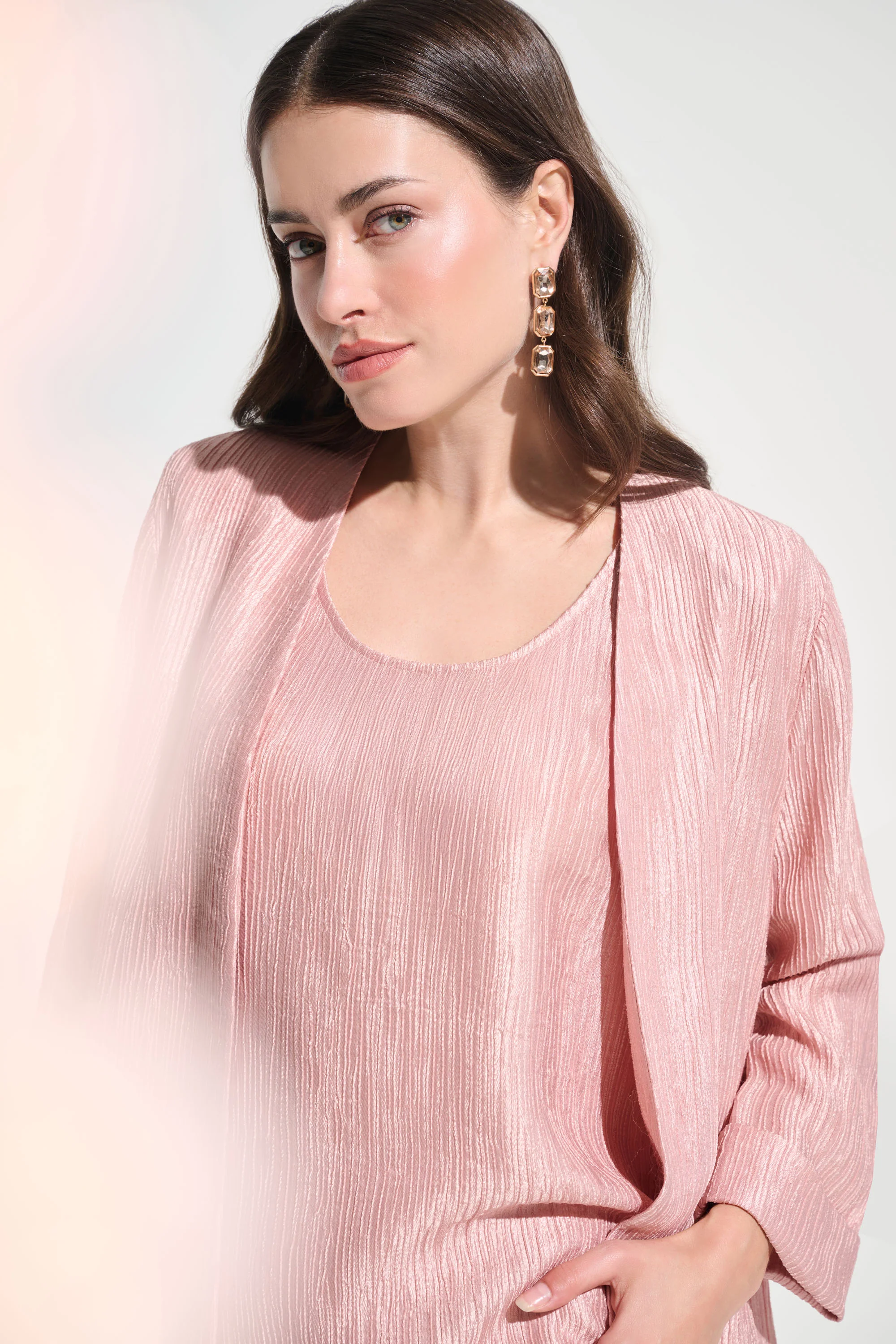 Joseph Ribkoff Crinkle Jacquard Straight Cover-Up Style 262720 - Image 4