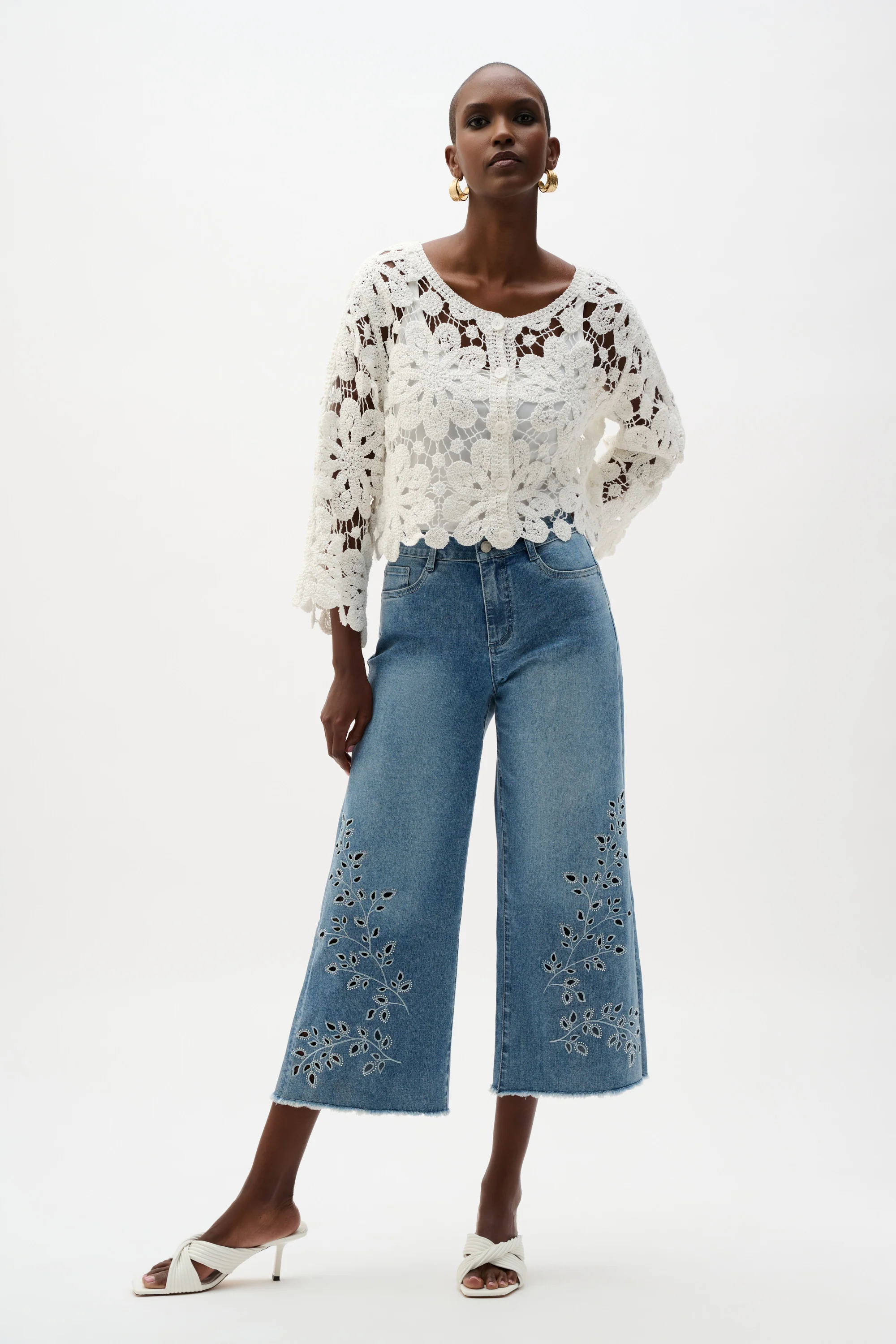 Joseph Ribkoff Crochet Boxy Cardigan Style 262958 - Image 2
