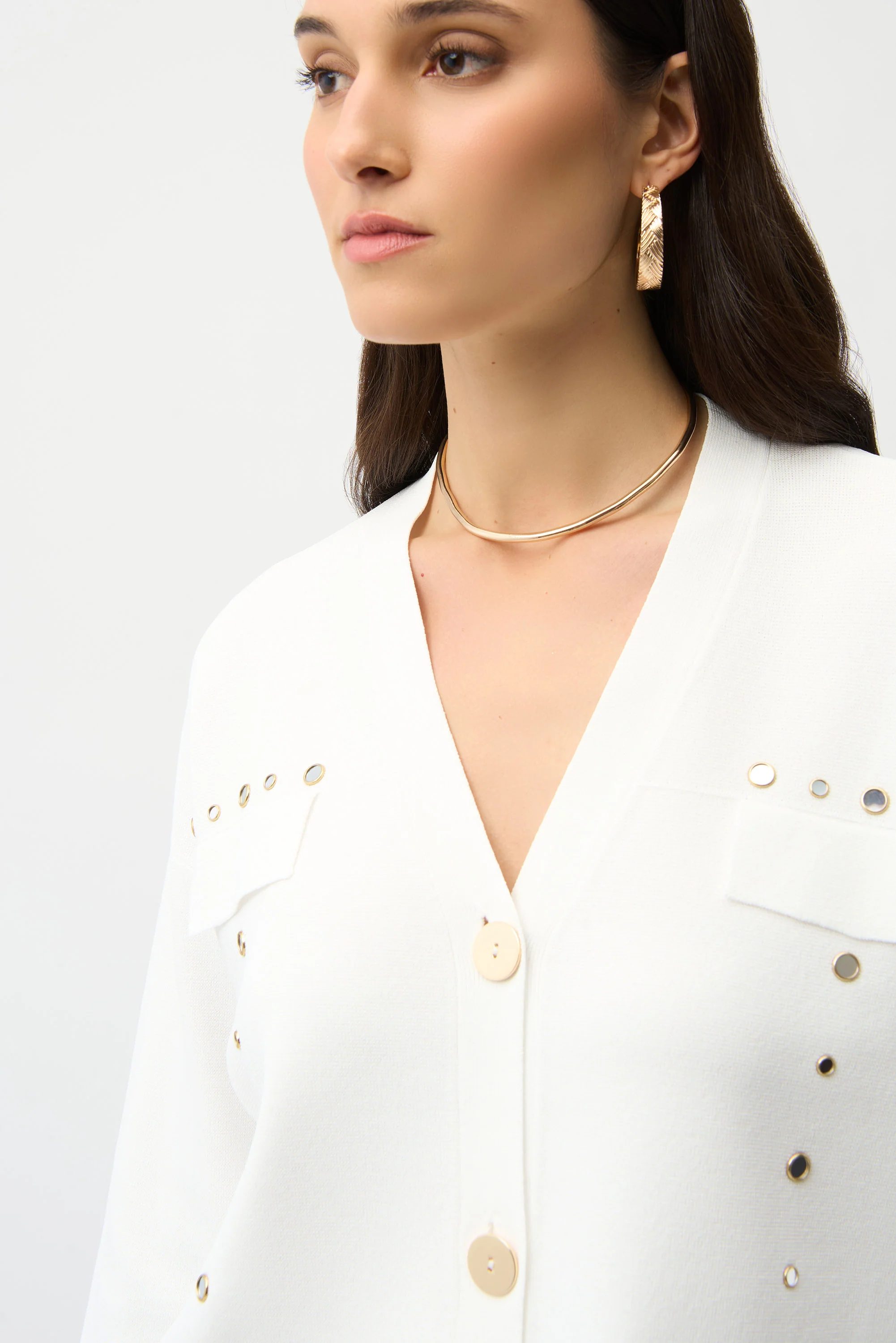 Joseph Ribkoff Cropped Cardigan with Gold Buttons Style 261918 - Image 4